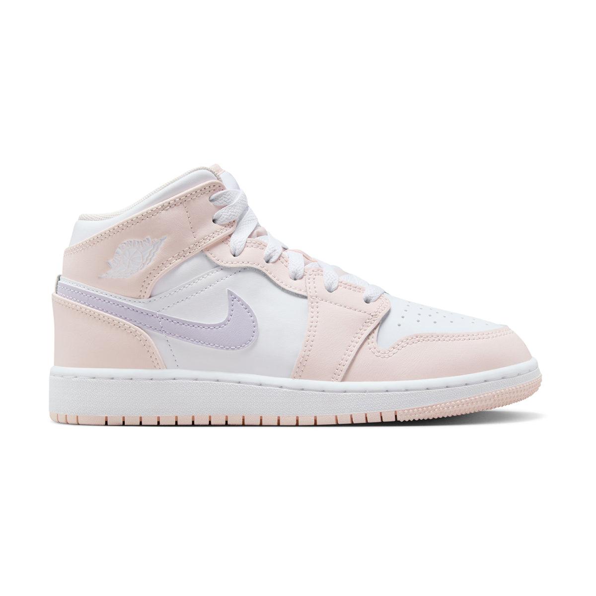 Air Jordan 1 Mid 'Pink Wash' Sneakers for Kids - Comfortable Basketball Shoes for Boys & Girls - Perfect for School, Playground & Casual Wear