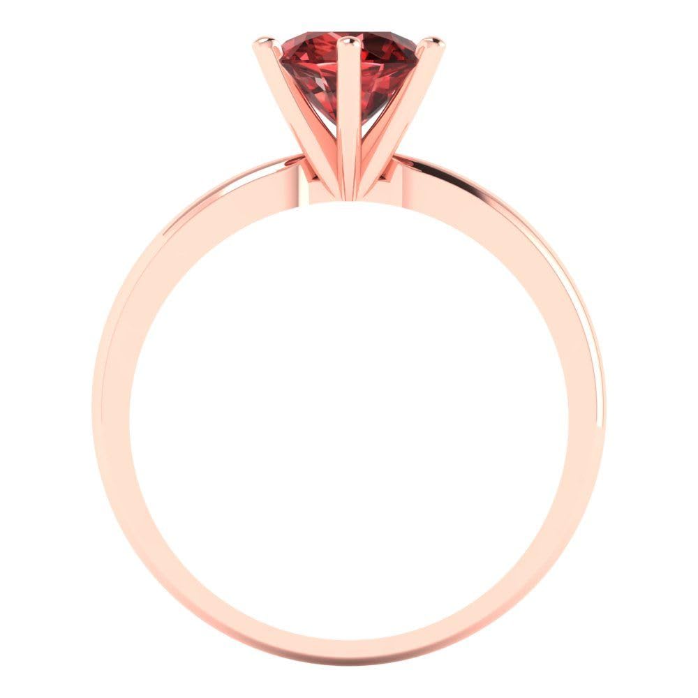 1.0 ct Natural Garnet Solitaire Engagement Ring - 14k Rose Gold Round Cut Bridal Ring for Women | Anniversary, Wedding, Proposal Jewelry Gift