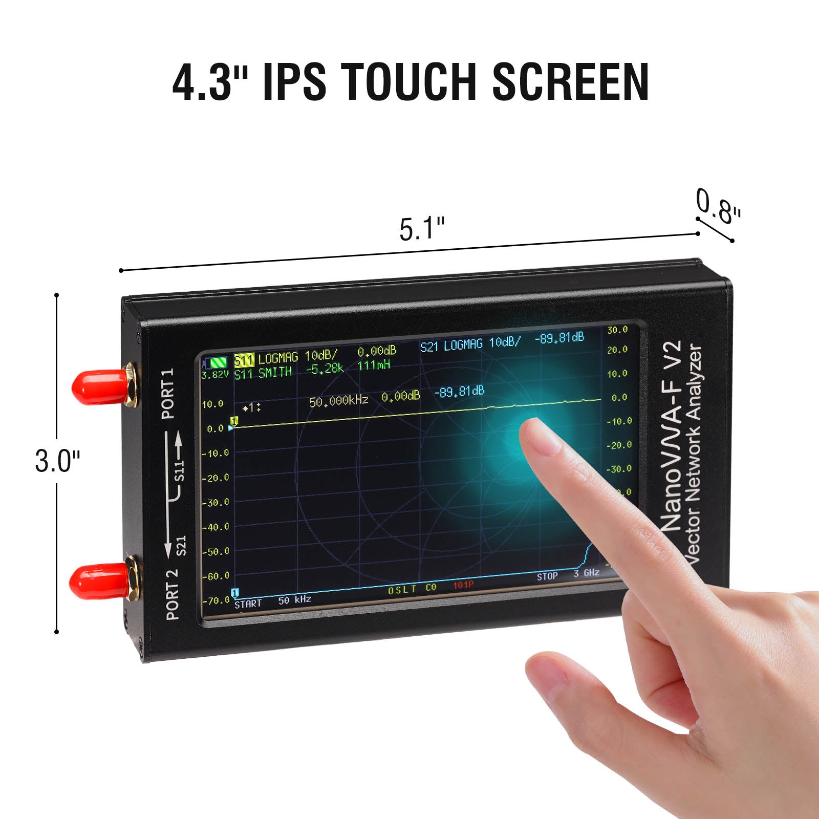 NanoVNA-F V2 Vector Network Antenna Analyzer 50KHz-3GHz with 4.3