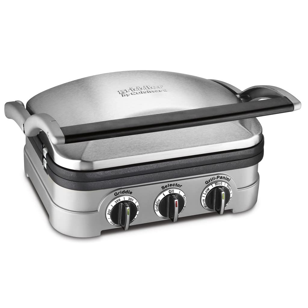 Cuisinart GR-4NP1 5-in-1 Griddler - Stainless Steel Countertop Grill, Panini Press, Griddle & More for Indoor Cooking | Perfect for Breakfast, Sandwiches & Family Meals