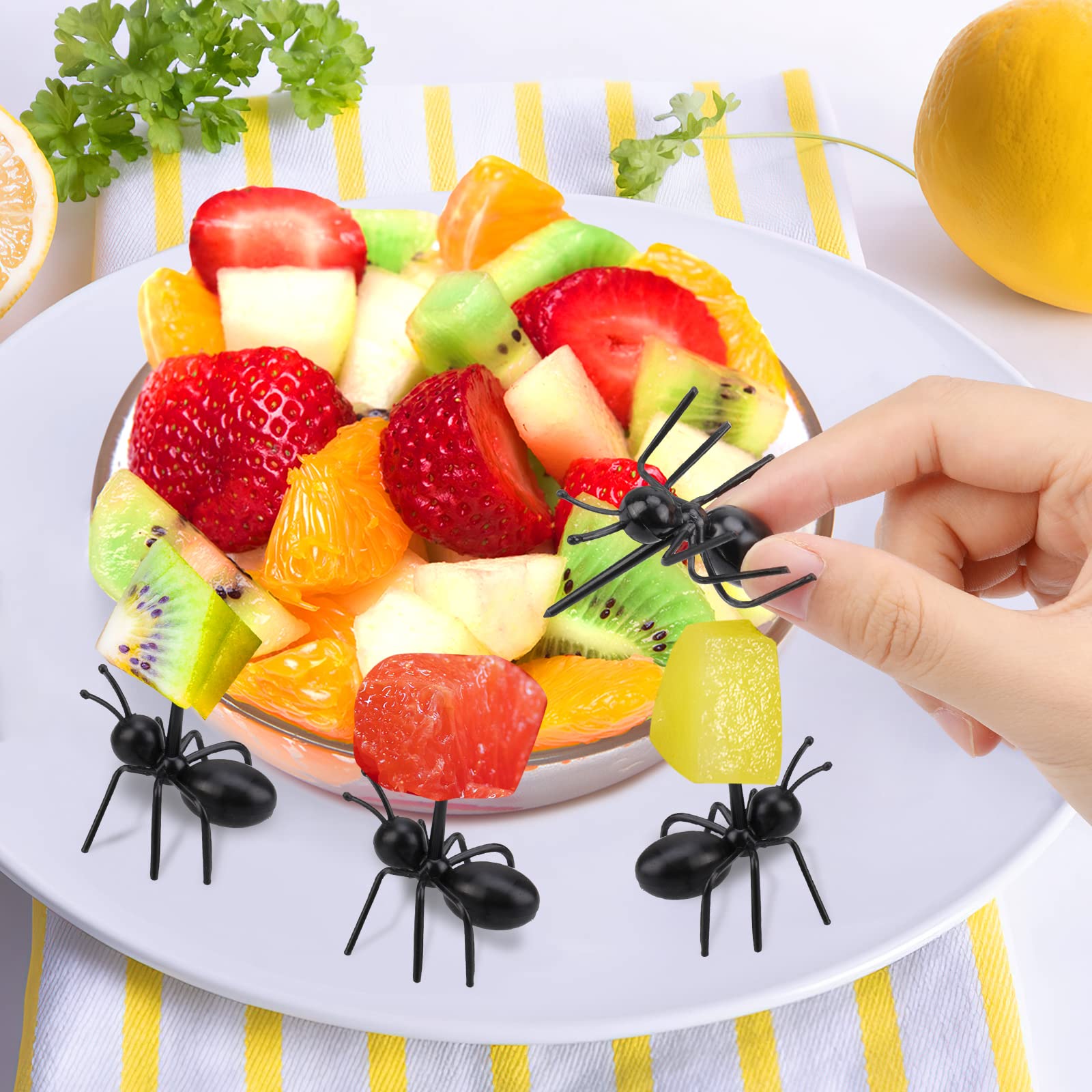 36PCS Ant-Shaped Toothpicks for Fruit, Desserts, Snacks & Cakes - Reusable Appetizer Forks with Storage Box - Perfect for Kitchen, Baby Showers, Weddings & Bug-Themed Birthday Parties