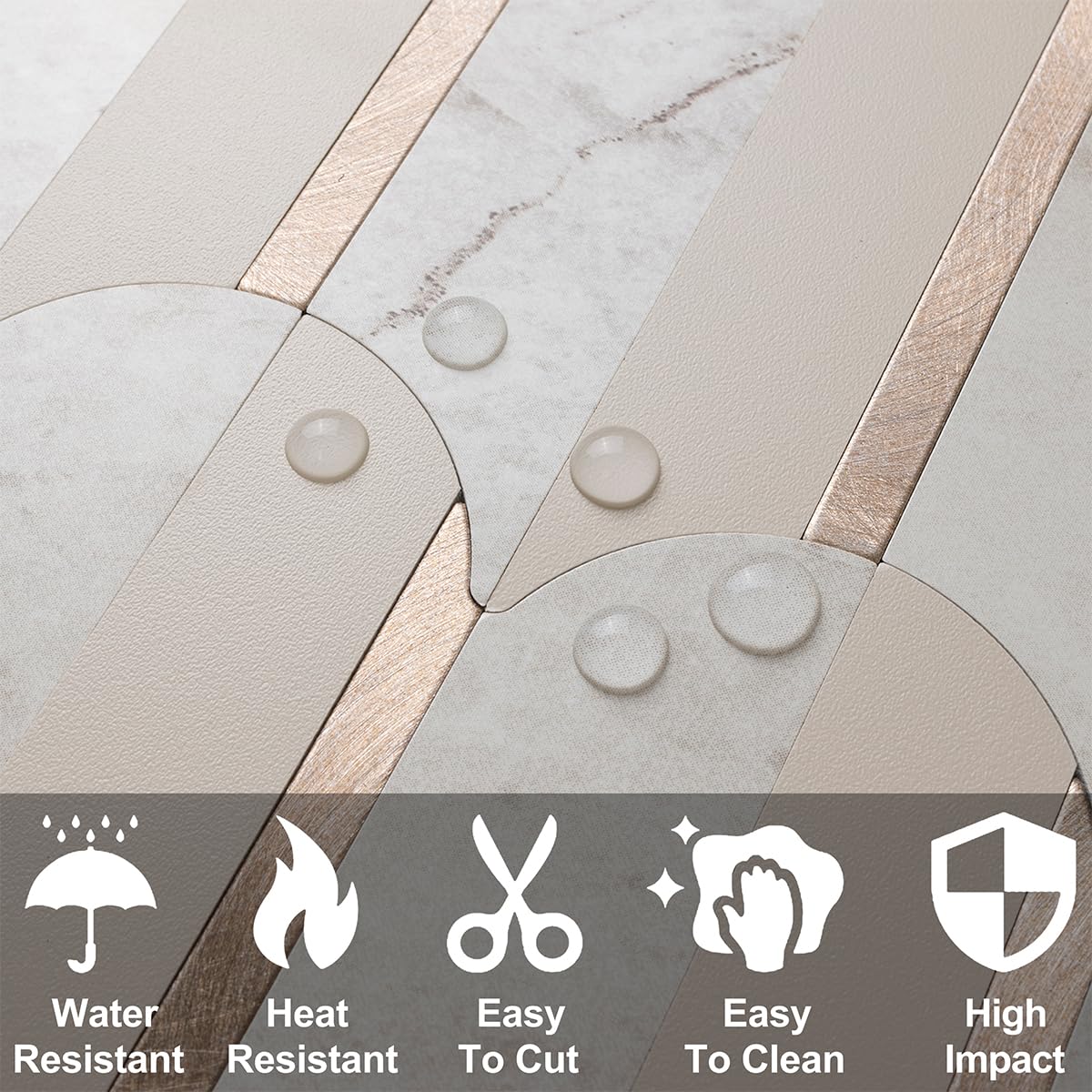 DICOFUN 10-Sheet Beige Marble Peel and Stick Backsplash - Waterproof PVC Self-Adhesive Wall Tiles for Kitchen, Bathroom, Laundry Room & RV - Easy DIY Home Decor Upgrade