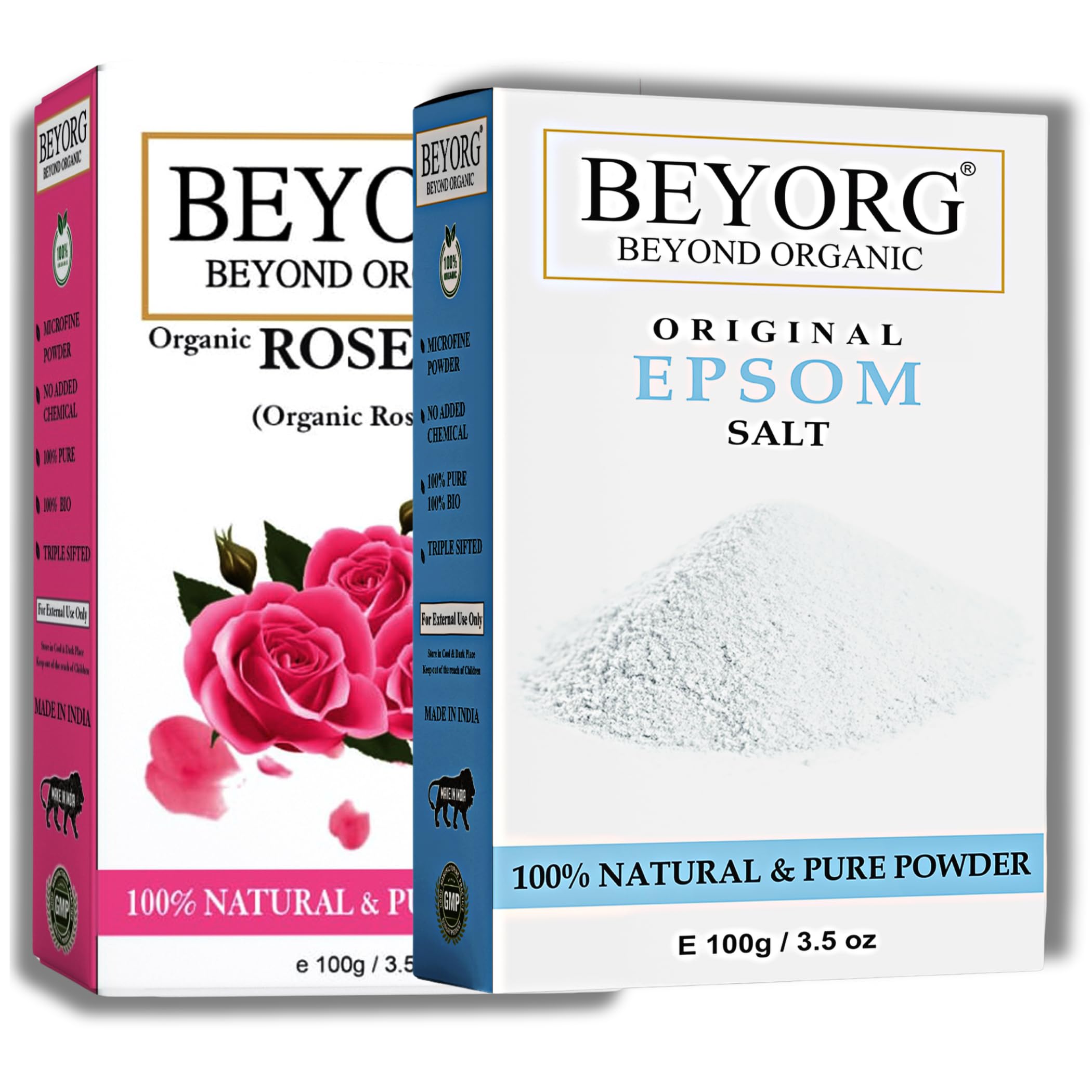 Organic Rose Petal Powder & Premium Epsom Salt (Magnesium Sulfate) for Relaxation - Muscle Pain Relief, Soothes Aches & Stress - Perfect for Bath Soaks, Spa Treatments & Home Aromatherapy