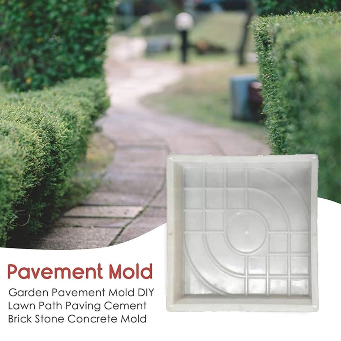DIY Plastic Brick Stone Concrete Molds - Reusable Walk Path Maker & Garden Paver Mold for Outdoor Patio, Driveway & Landscape Design (White)