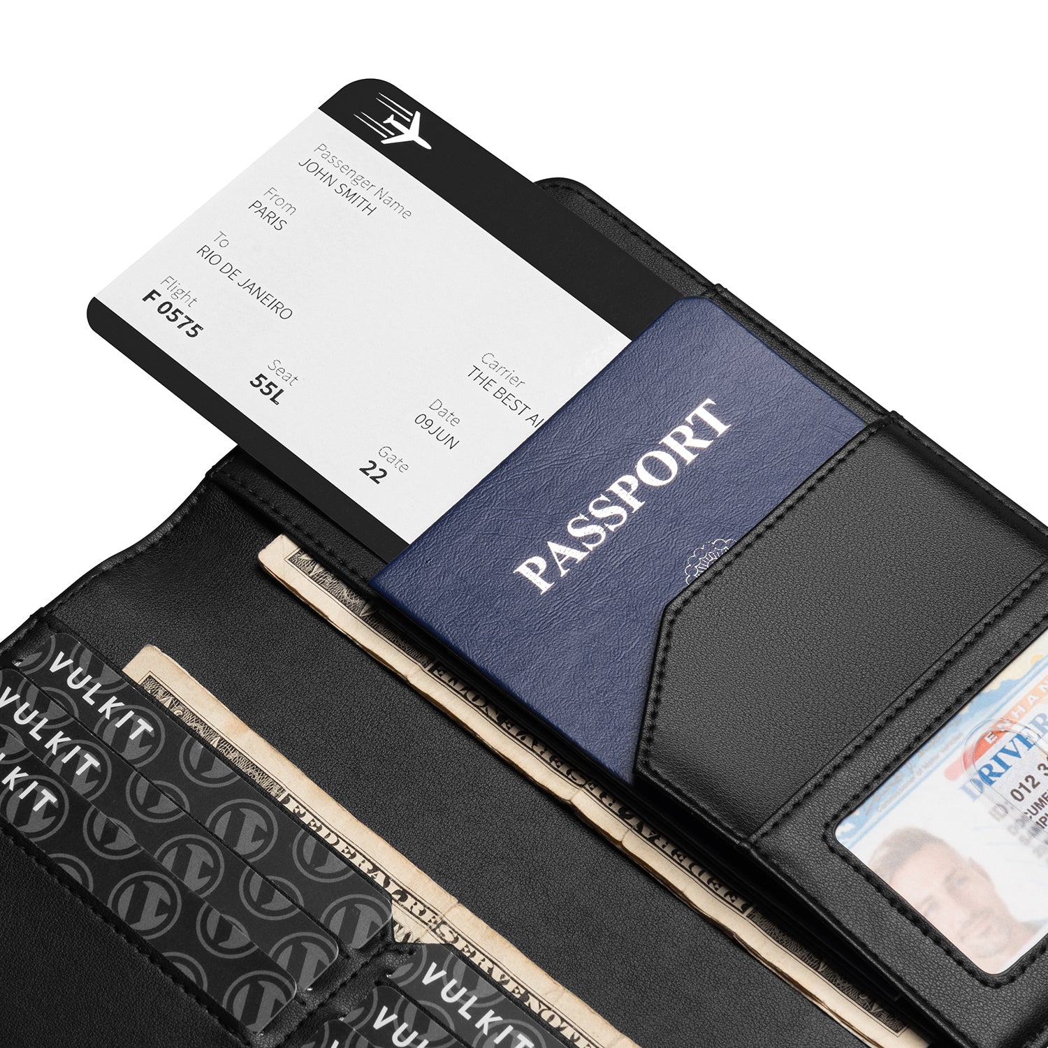 VPW100 RFID Blocking Bifold Passport Wallet - Secure Travel Organizer for Passport, Credit Cards, Cash & Bills | Perfect for International Trips & Business Travel