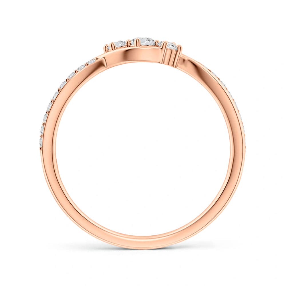 Infinity Twisted Band Three Stone Lab Grown Diamond Promise Ring - Elegant Engagement & Anniversary Jewelry for Women