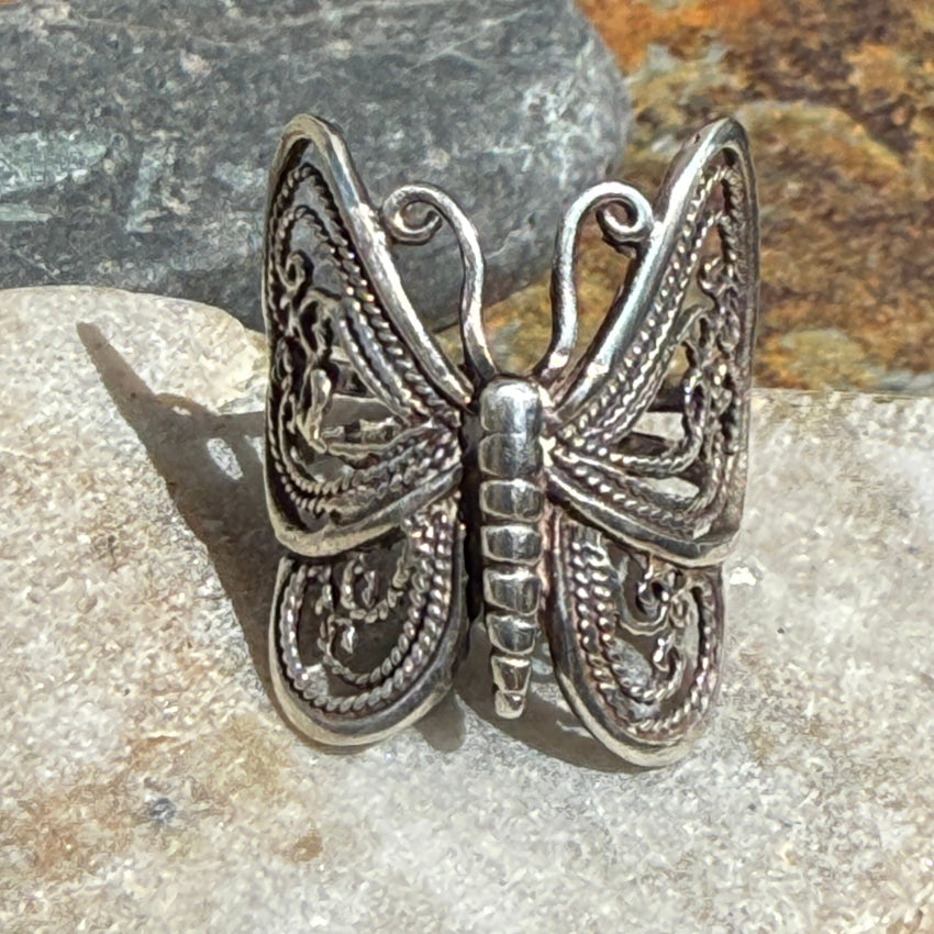Elegant Sterling Silver Filigree Butterfly Ring - Size 6 - Perfect for Women's Fashion Jewelry, Gift Giving & Special Occasions