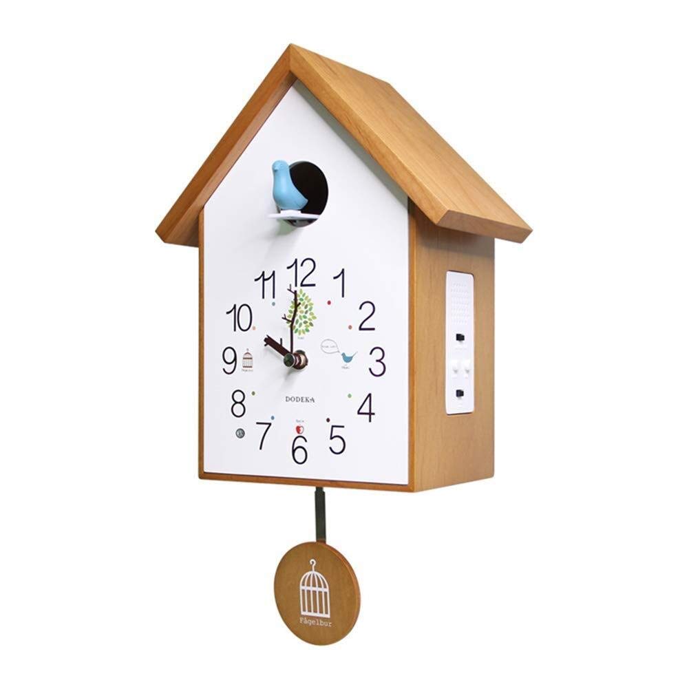 Solid Wood Cuckoo Clock with Hourly Chime - 31.6 x 19.7 x 11.8cm Wall Clock for Bedroom, Kitchen & Living Room Decor - Elegant Wall Art & Home Decoration (Color: Brown) - Perfect for Farmhouse, Rustic & Vintage Style Interiors
