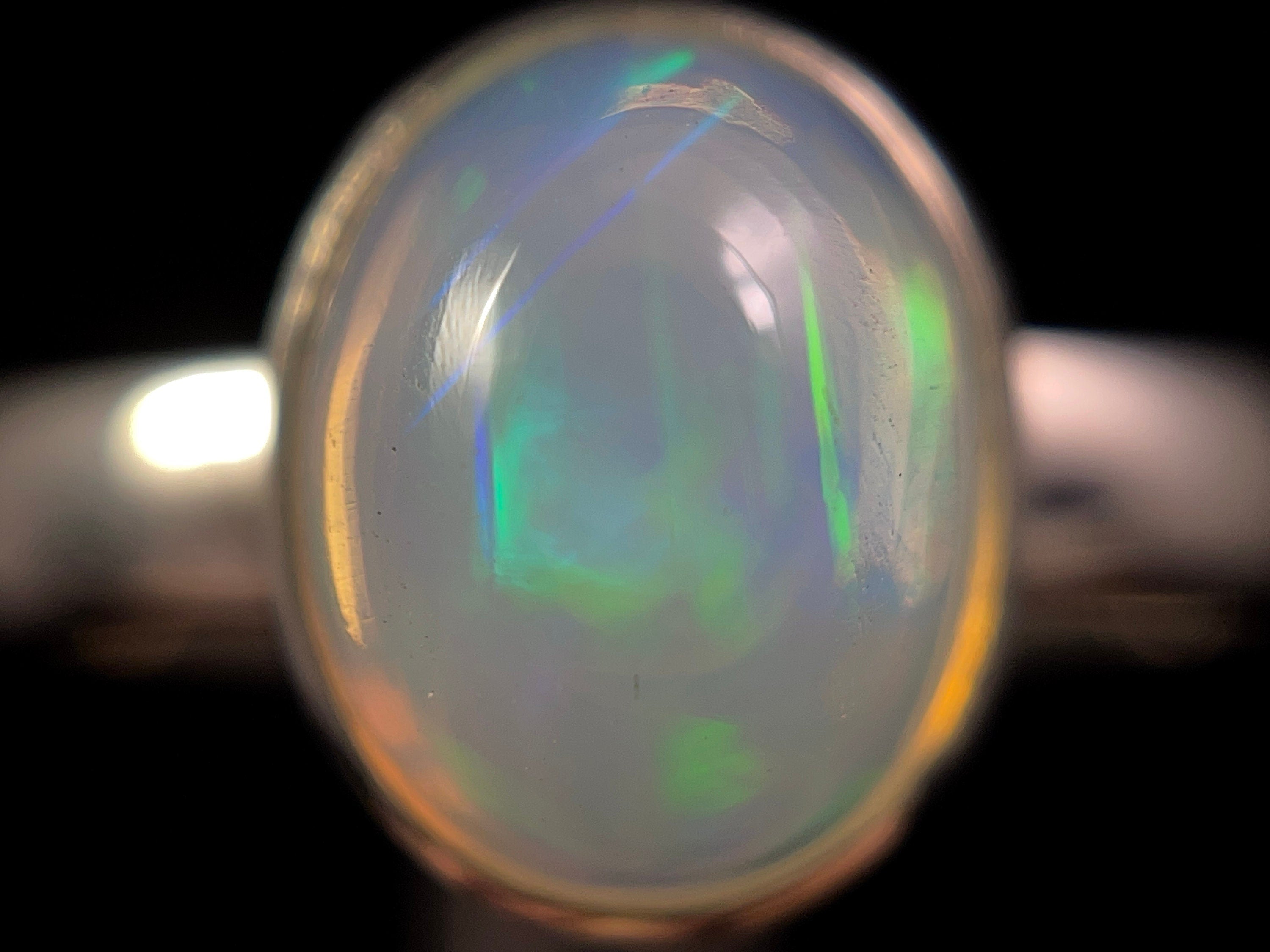 Elegant Sterling Silver Opal Ring - Size 7.5, Dainty Welo Opal Jewelry for Women | Perfect for Weddings, Anniversaries & Special Occasions