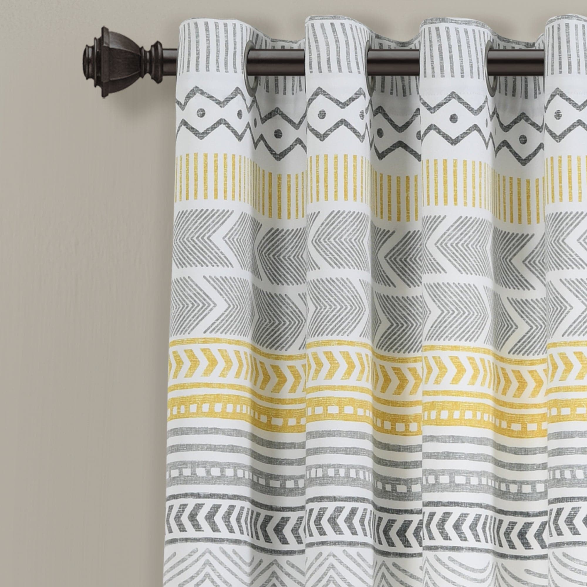 Hygge Geo Light Filtering Window Curtain Panel Set - Modern Geometric Pattern Sheer Drapes for Living Room, Bedroom & Nursery - Soft Sunlight & Privacy Solution