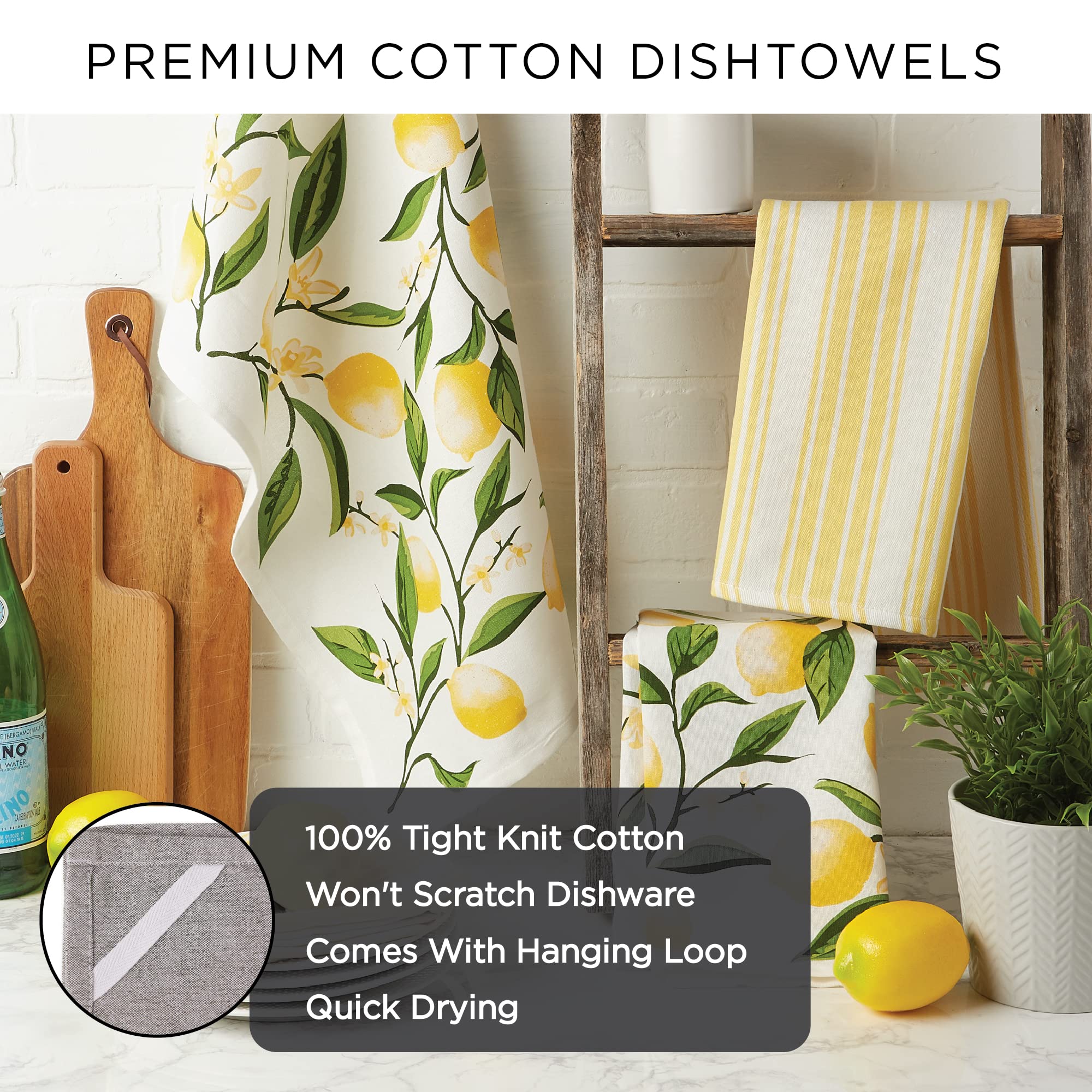DII Cotton French Jacquard Dish Towels Set of 3 - Decorative Tea Towels for Kitchen, Cooking & Baking - French Macaroons Design - Perfect for Drying Dishes, Decor & Hostess Gifts