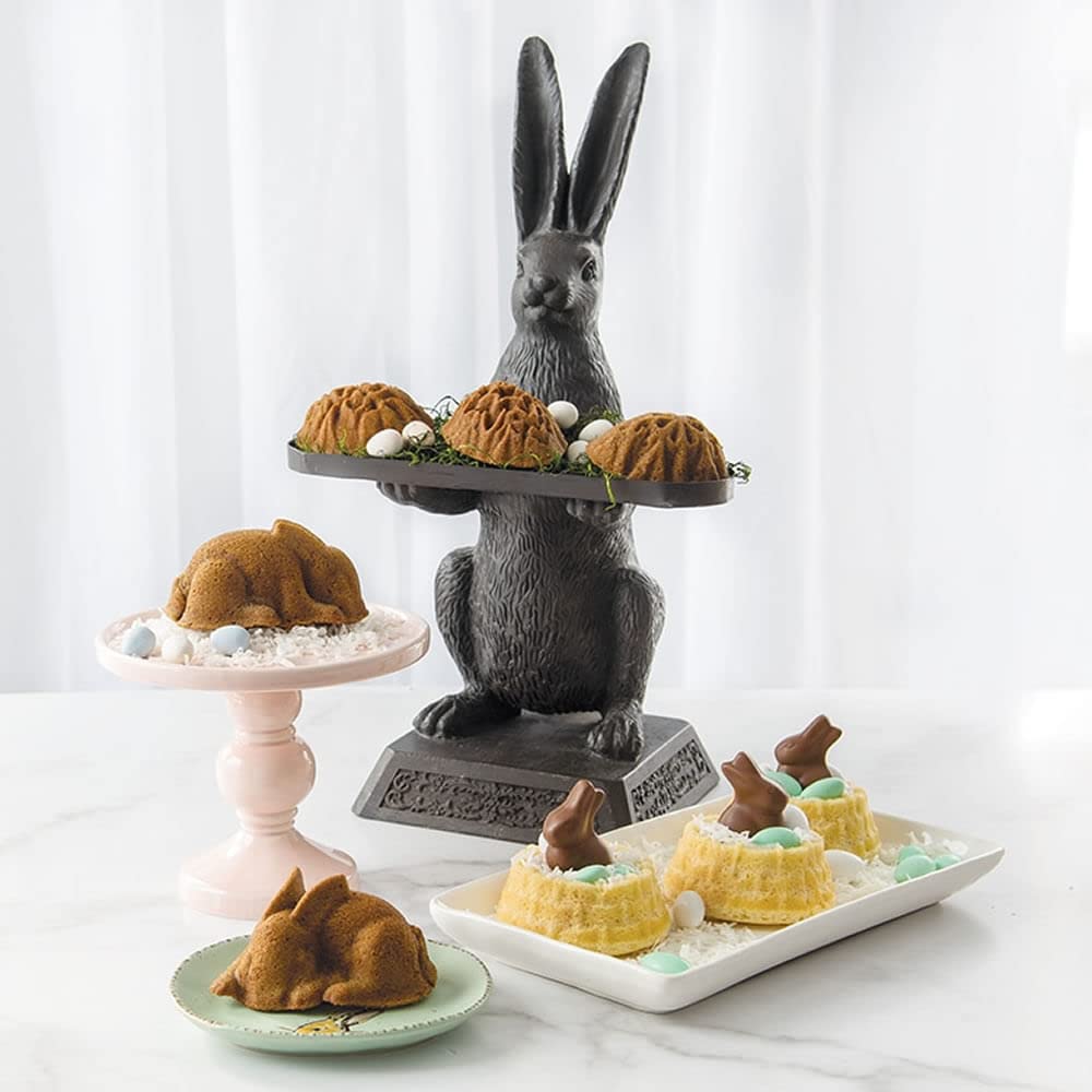 Nordic Ware Ornamental Egg Cakelet Pan - 6-Cavity Mini Bundt Cake Pan for Easter, Spring Baking - Perfect for Egg-Shaped Cakes, Cupcakes & Desserts - Nonstick Carbon Steel Baking Mold