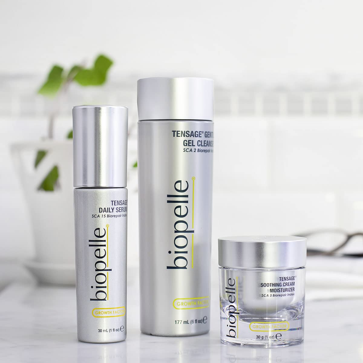 Biopelle Tensage Growth Factor Soothing Face Moisturizer Cream with SCA 3 Biorepair Index - 1 Oz - Anti-Aging & Hydrating Skincare for Dry, Sensitive Skin - Day & Night Use