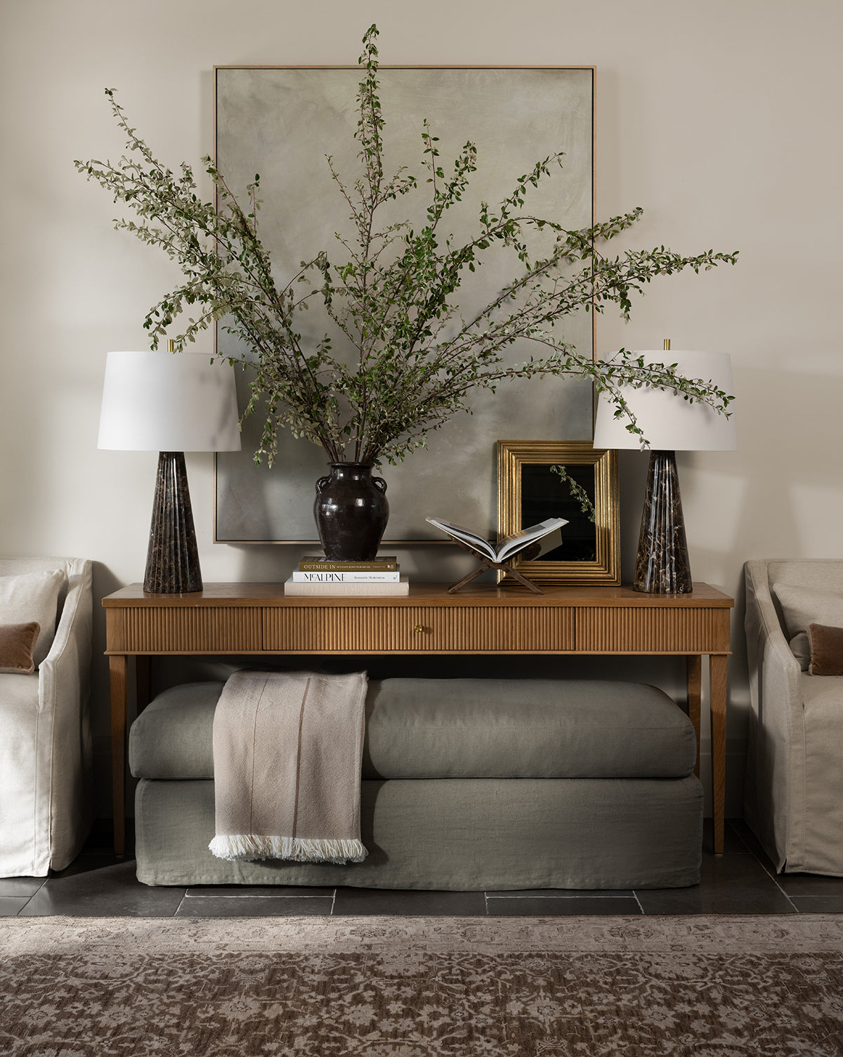 Modern Wooden Console Table with Storage - Mid-Century Design for Living Room, Entryway & Hallway - Perfect for Home Decor & Organization