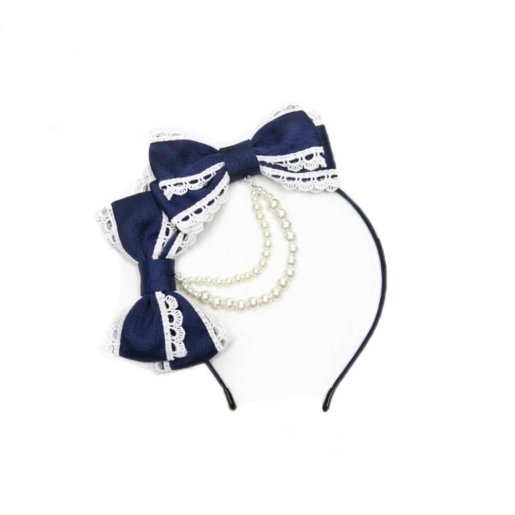 BLESSI Women's Lace Pearl Hairband with Bow Knot - Elegant Lolita Headband for Girls & Women - Perfect for Weddings, Parties, and Special Occasions