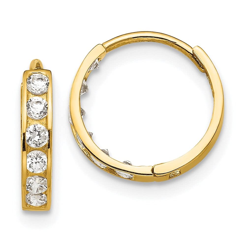 14K Gold CZ Cubic Zirconia Hinged Hoop Earrings for Women - Elegant Fine Jewelry for Everyday Wear, Parties & Special Occasions