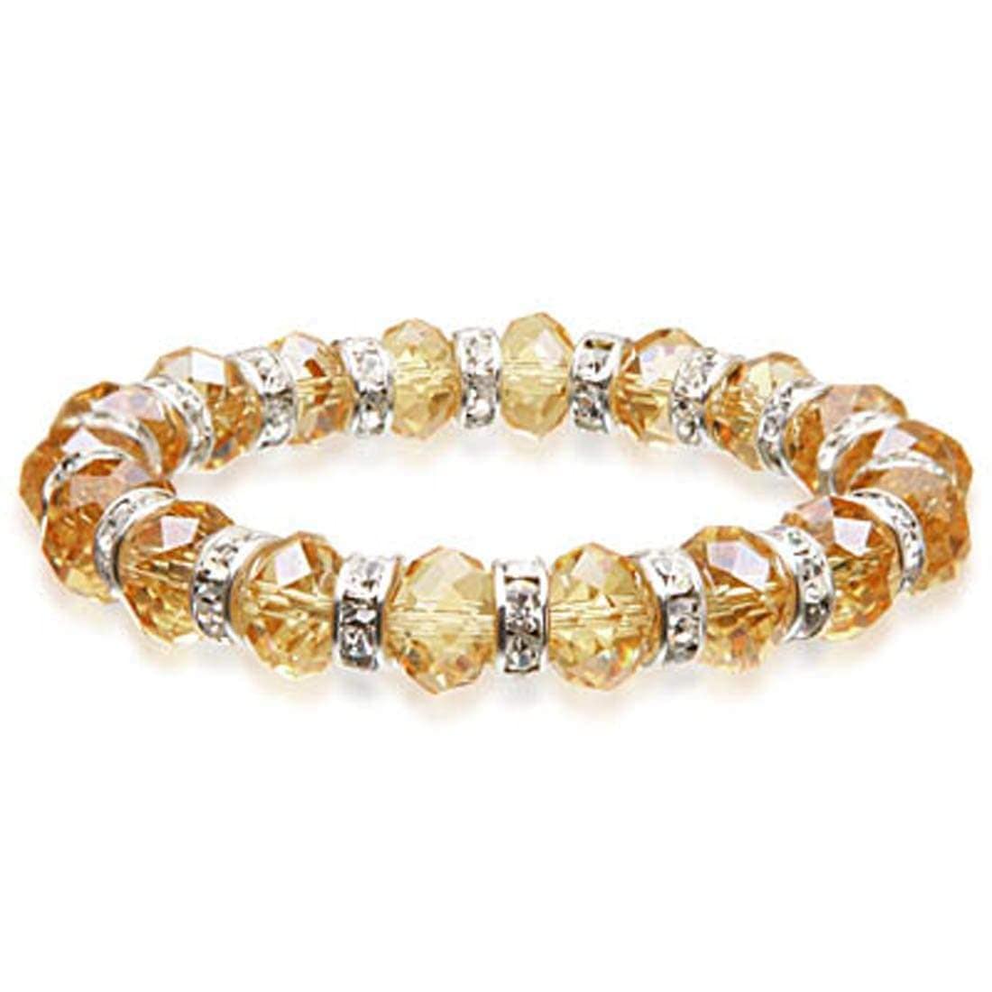 Elegant Amber Glass Bracelet with Sparkling Cubic Zirconia Crystals - Perfect for Women's Fashion Jewelry, Gift Giving & Special Occasions