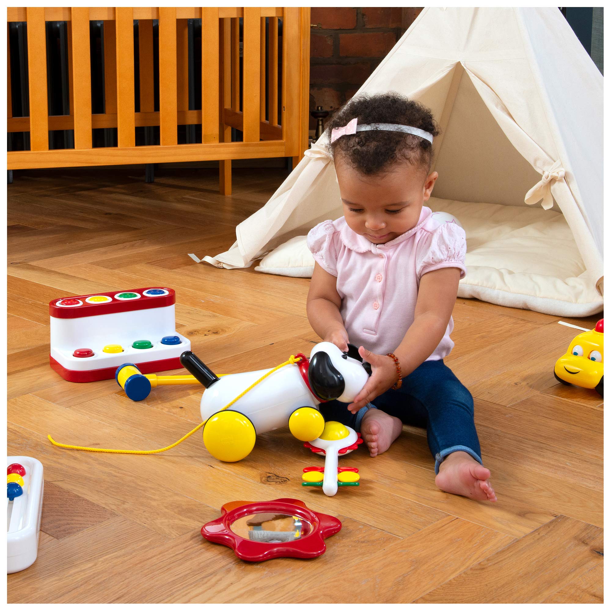 Galt Ambi Toys - Max Pull Along Dog for Toddlers | Wooden Pull Toy for Kids Ages 1-3 | Educational Walking Toy for Early Development | Perfect for Indoor Play & Learning Activities