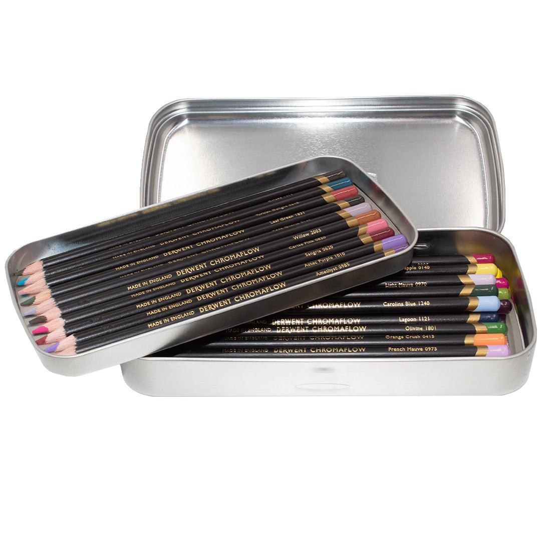 Derwent Chromaflow Colored Pencils Set of 28 Vibrant Colors - Premium Artist Drawing Pencils for Sketching, Coloring & Blending - Perfect for Artists, Students & Adult Coloring Books