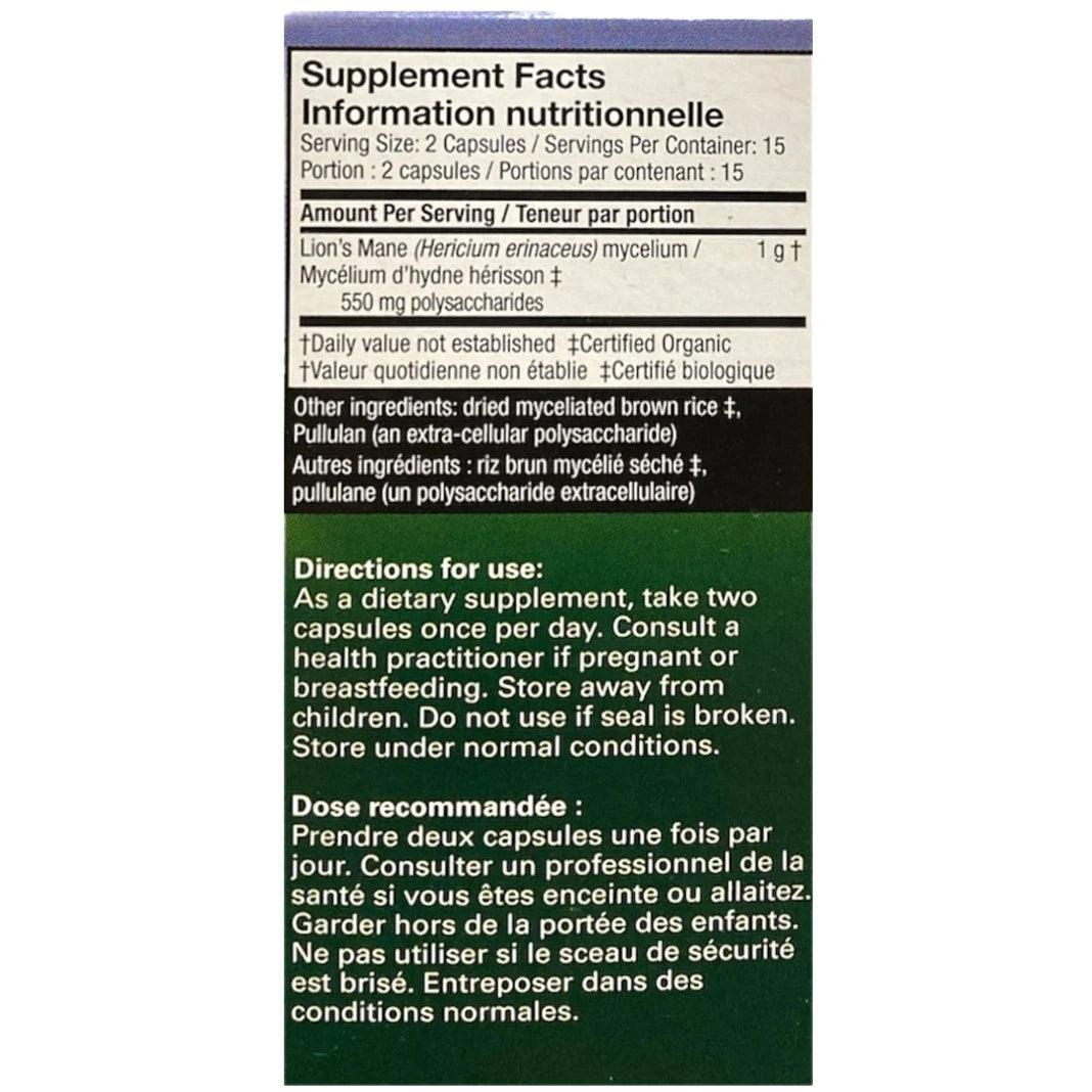 Host Defense Lion's Mane Mushroom Supplement - 30 Vegan Capsules for Brain Health, Memory & Focus - Organic Mushroom Nootropic for Cognitive Support at Work or Study