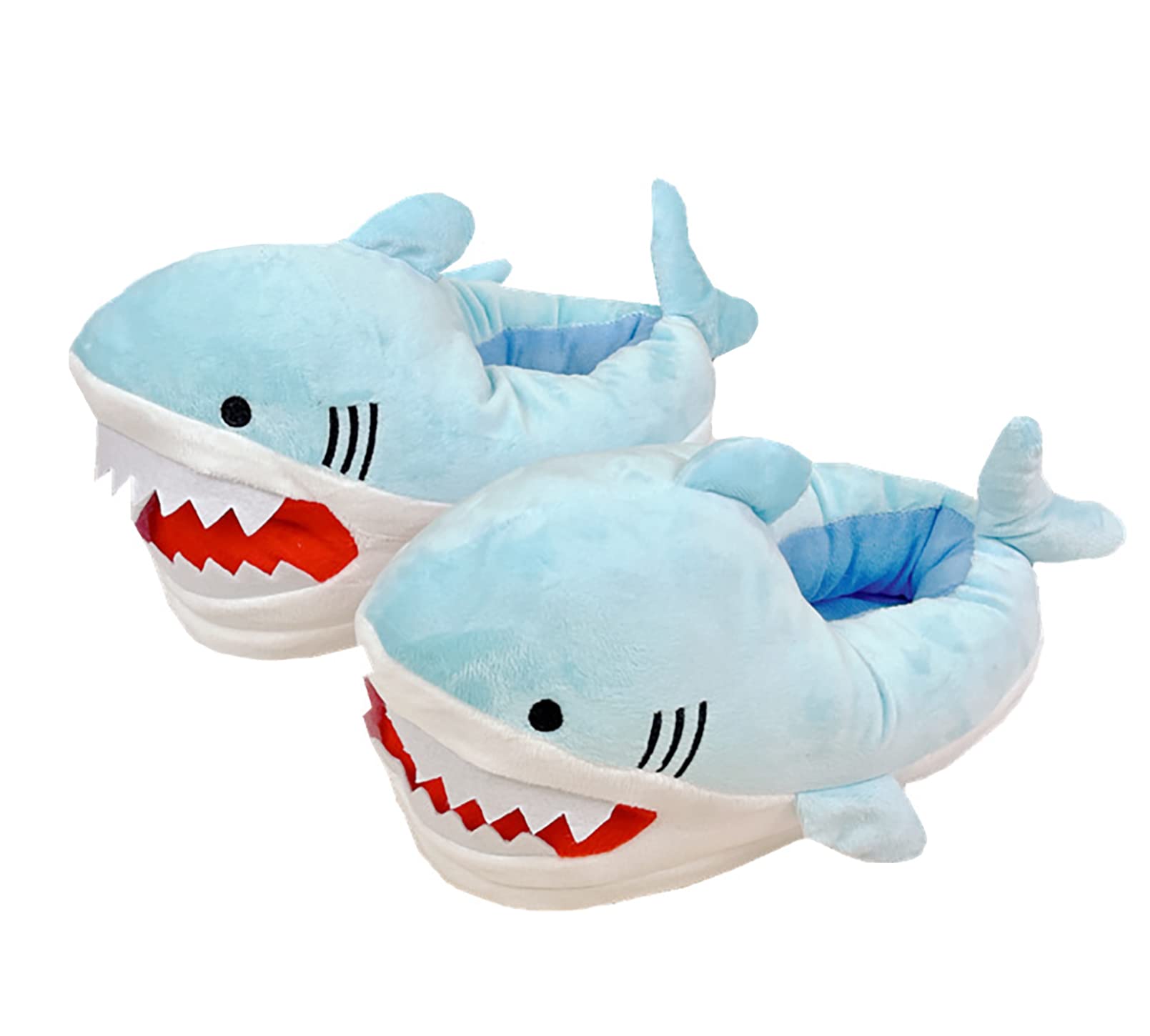Little Blue Shark Plush Slippers - Cozy Winter House Shoes for Women | Soft Animal Slippers for Indoor Comfort & Gifts