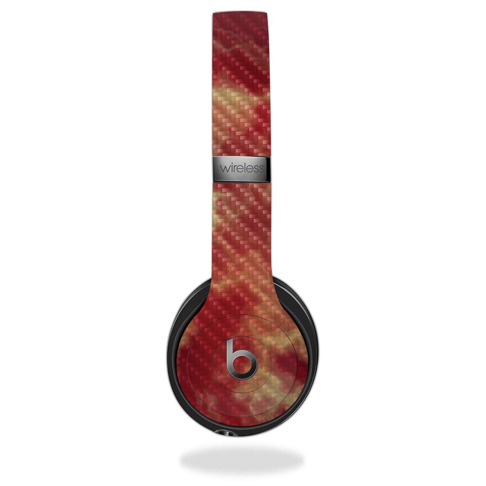MightySkins Carbon Fiber Skin for Beats Solo 3 Wireless Headphones - Crimson Marble Design | Protective & Durable Textured Vinyl Wrap | Easy to Apply, Remove & Change Styles | Made in USA | Perfect for Gym, Travel & Daily Use