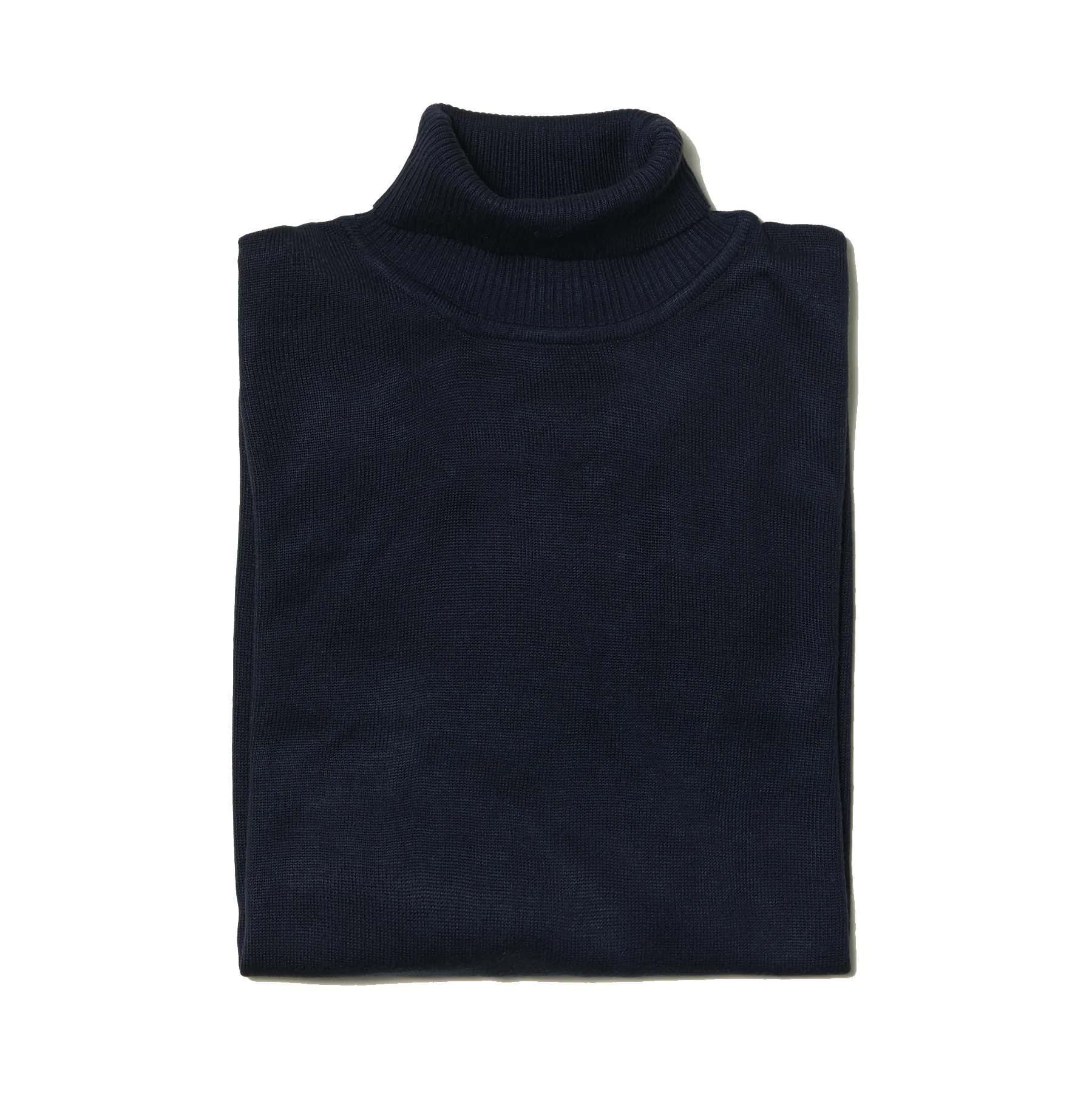 Men's Navy Blue Turtleneck Sweater - Soft & Warm Winter Knit Pullover for Casual & Office Wear