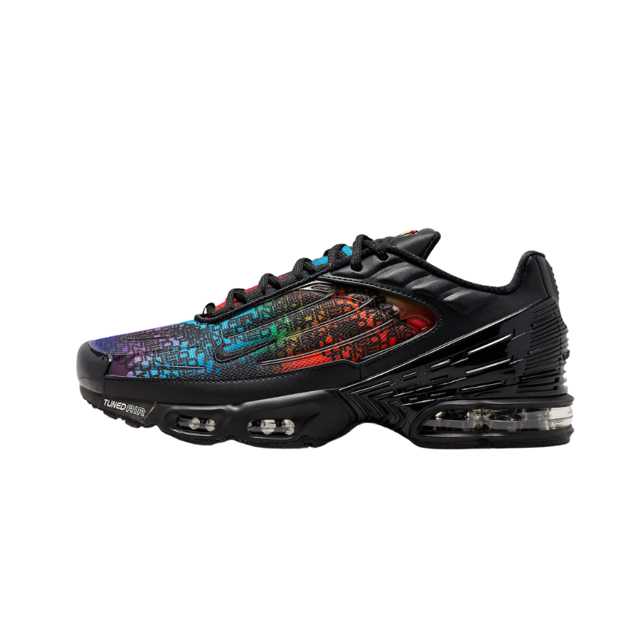 Nike Air Max Plus 3 Premium Running Shoes - Rainbow Gradient Black Fuchsia Dream Racer Blue | Men's Athletic Sneakers for Jogging, Gym Workouts & Casual Wear