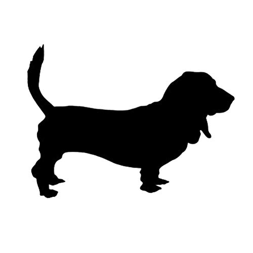 SUIFENG Basset Hound Dog Vinyl Decal - 15x11.1CM Reflective Car Stickers for Cars & Trucks - Black/Silver - Waterproof & Durable Vehicle Decoration for Windows, Bumpers & Laptops