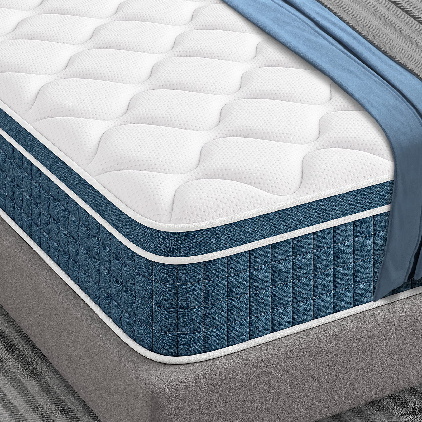 Koorlian Twin XL Mattress - 8 Inch Hybrid Innerspring Mattress in a Box, Breathable Memory Foam & Pocket Coils for Cool Comfort, Medium Firm Support, 180-Night Trial - Perfect for Guest Rooms, Dorms & Small Spaces