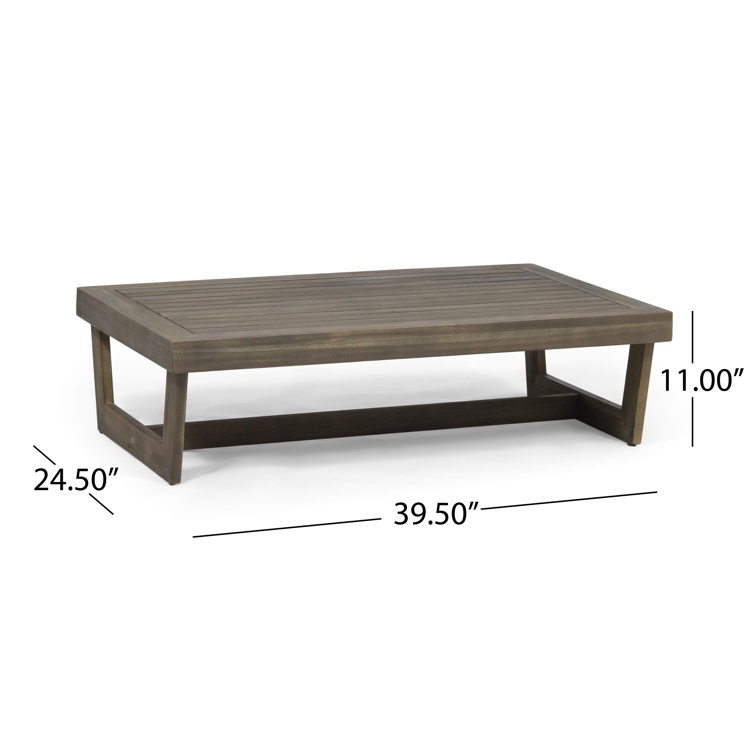 Premium Acacia Wood Outdoor Coffee Table - Weather-Resistant Gray Finish - Perfect for Patio, Garden & Poolside Relaxation