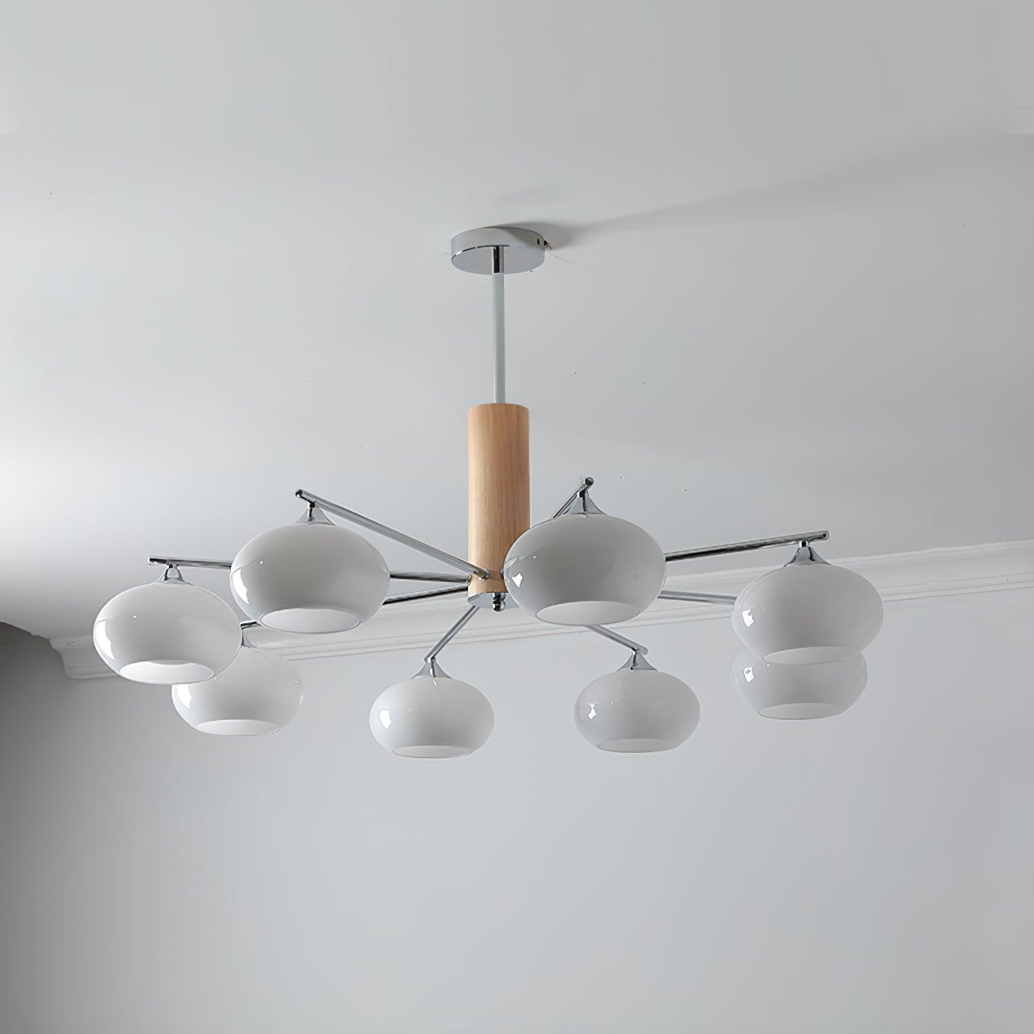 Stylish Elliptical Persimmon Chandelier - Modern Orange Glass Pendant Light for Dining Room, Living Room & Bedroom Decor