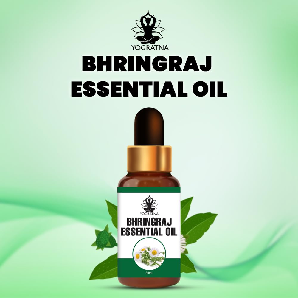 100% Pure Natural Bhringraj Essential Oil (30ml) - Cold Pressed Hair Growth Oil for Thicker, Longer & Healthier Hair | Promotes Scalp Health & Reduces Hair Fall | Perfect for Daily Hair Care & Ayurvedic Treatments