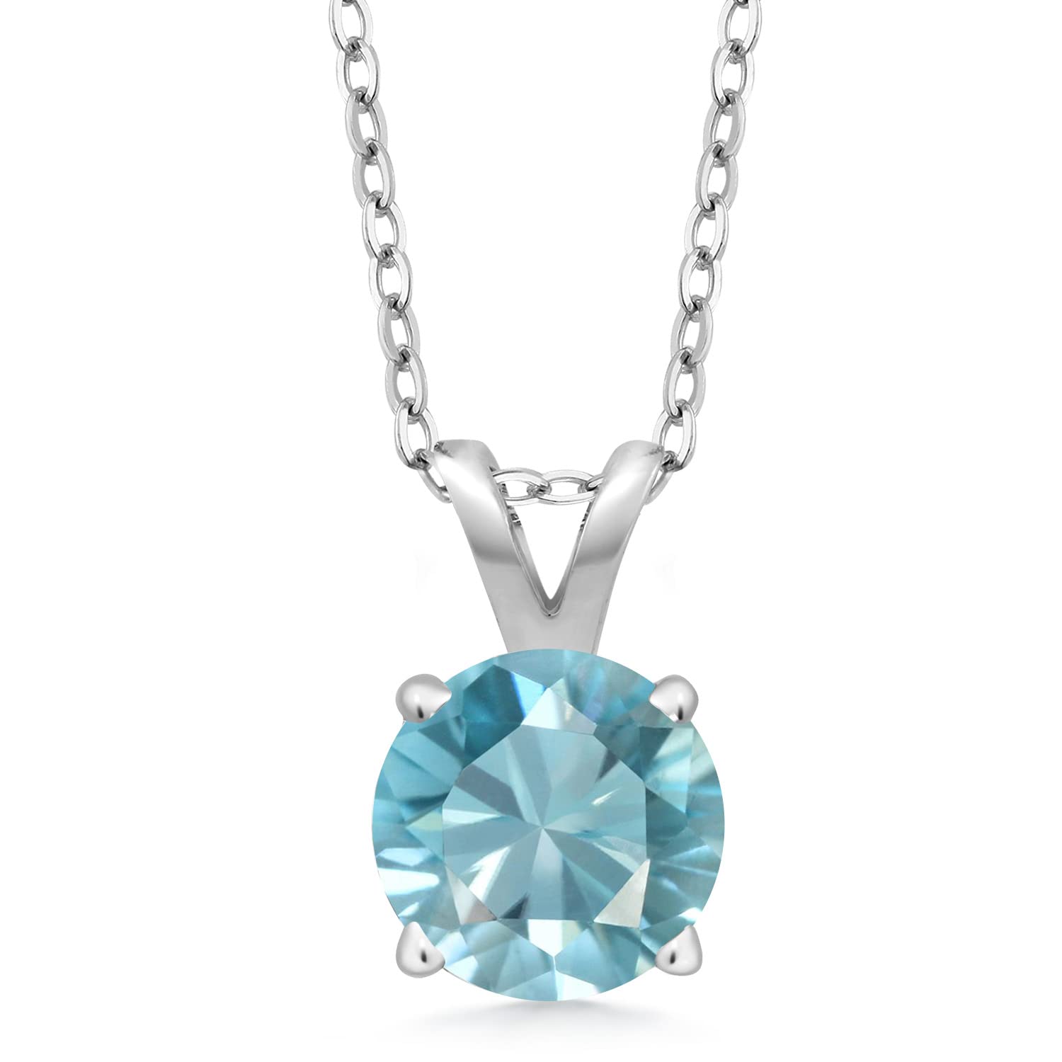 Gem Stone King 925 Sterling Silver 6MM Round Birthstone Pendant Necklace for Women | Solitaire Gemstone Jewelry with 18 Inch Silver Chain | Perfect Gift for Birthday, Anniversary & Special Occasions