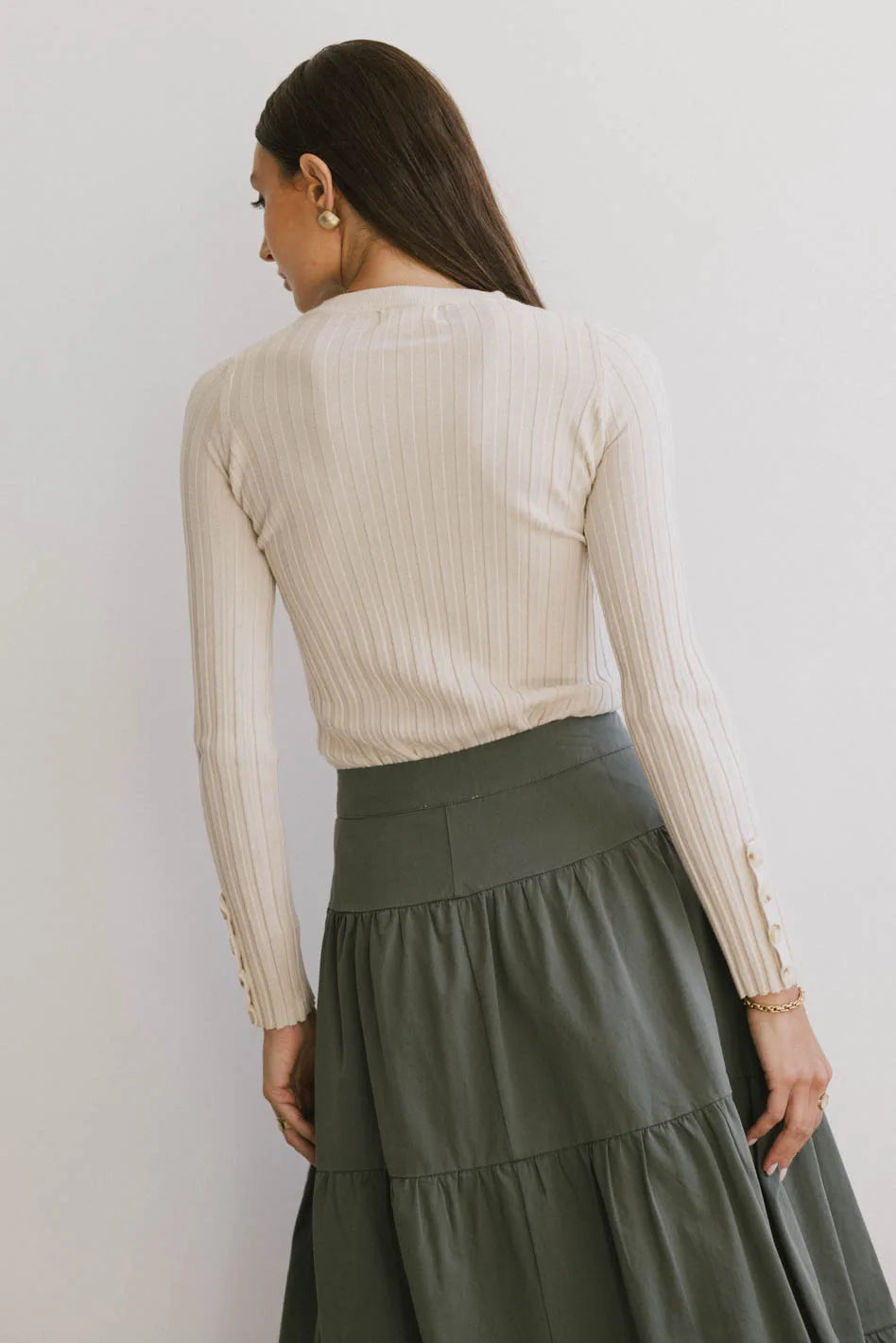 Lonnie Button Sleeve Sweater in Oatmeal - Women's Casual Knit Cardigan for Fall & Winter | Perfect for Office, Coffee Dates & Cozy Evenings