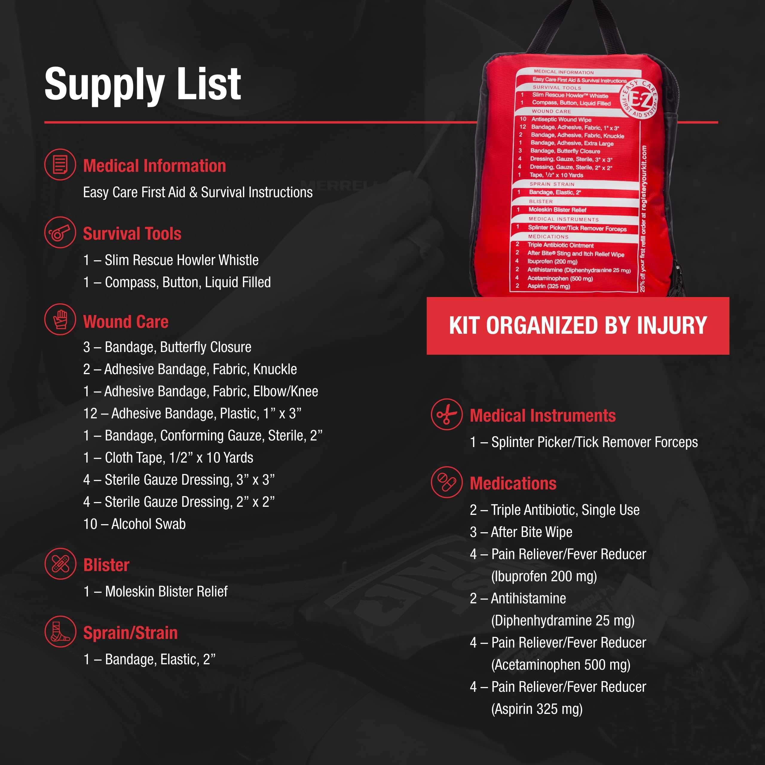 Adventure Medical Kits 1.0 - Compact First Aid Kit for Hiking, Camping & Outdoor Emergencies | Essential Safety Gear for Travel & Backpacking