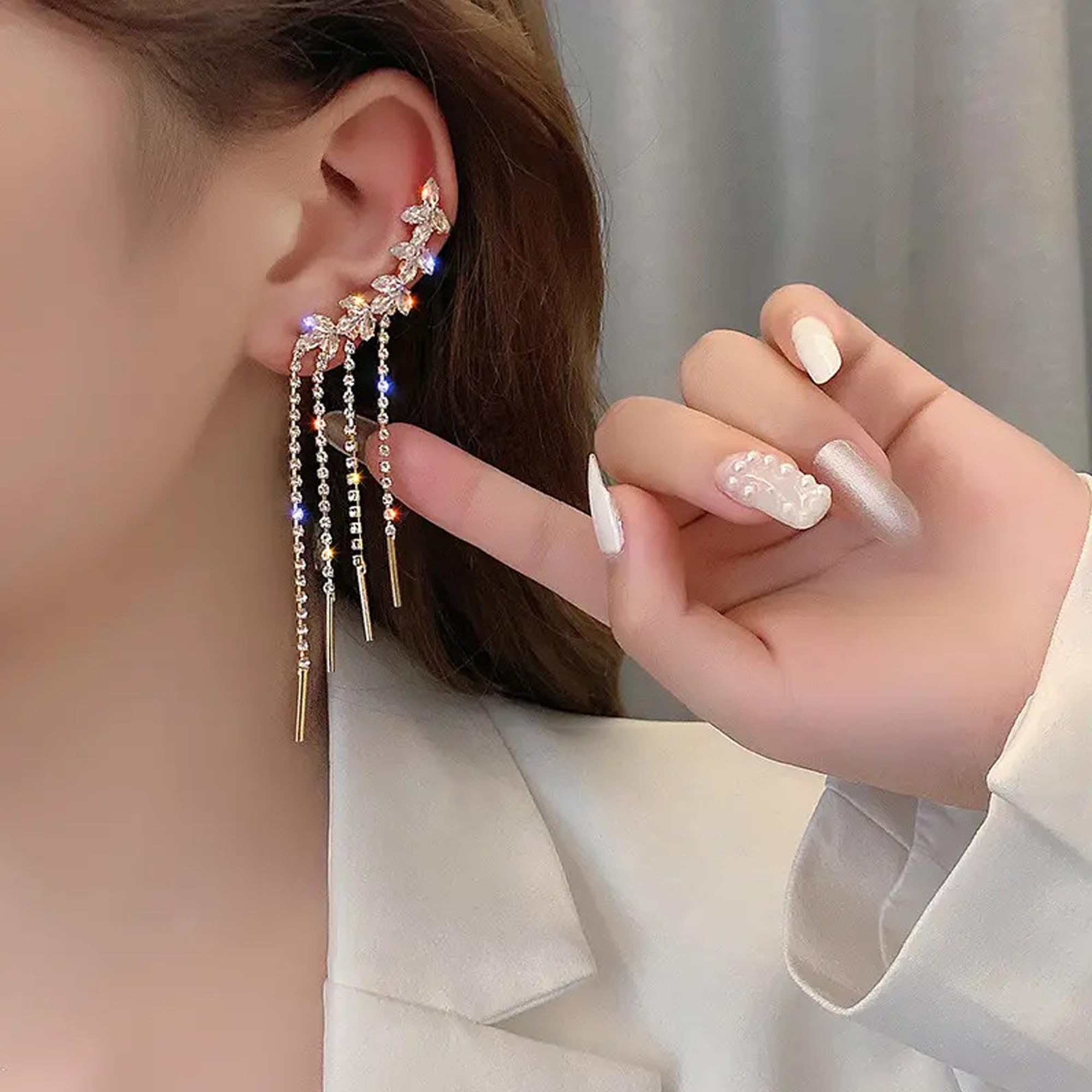 Gold Plated Korean Long Tassel Drop Earrings for Women - Fashion Frill Dangle Earrings Jewelry Gift for Girls | Perfect for Parties, Weddings & Date Nights