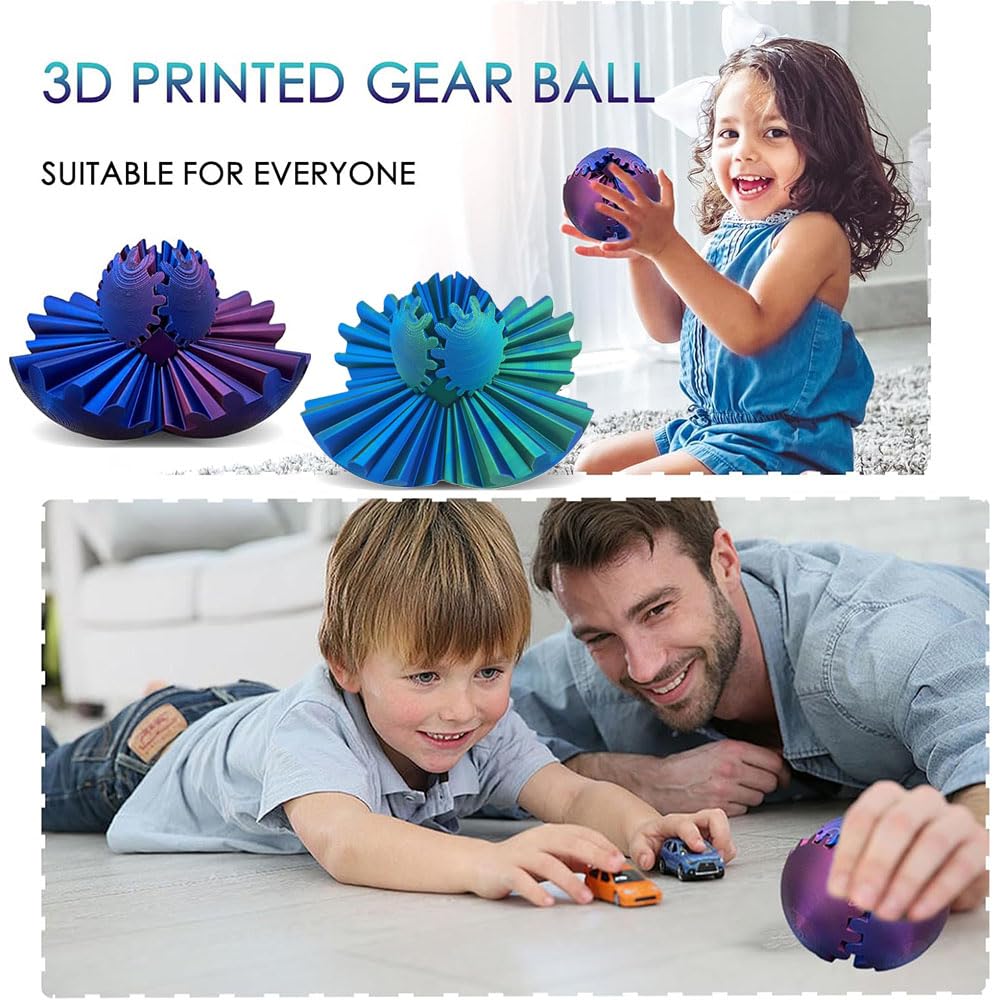 3D Printed Gear Ball Fidget Toy - Stress Relief & Anxiety Relief Desk Toy for Adults & Kids - Perfect for Office, Home, and Classroom Use