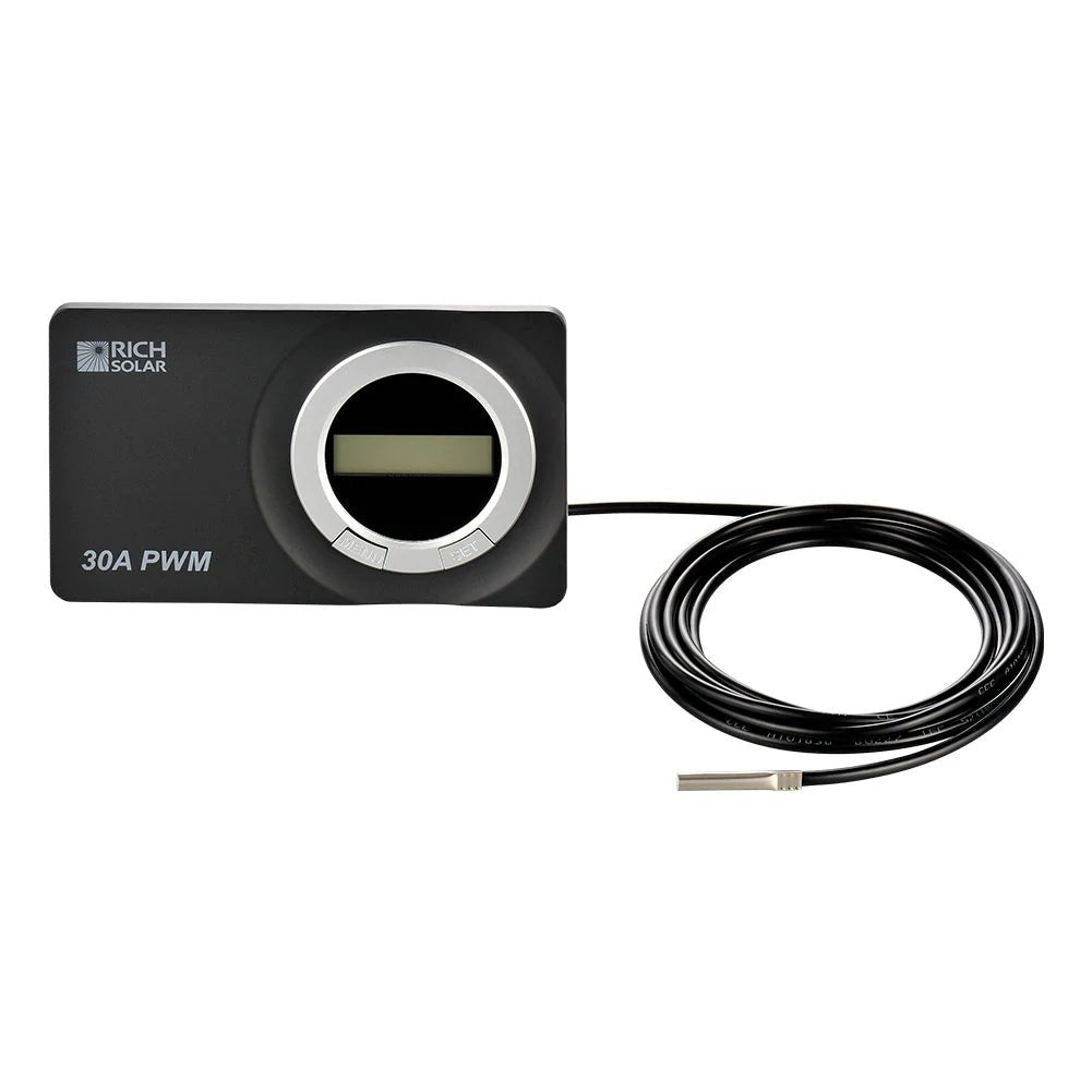 Rich Solar 30 Amp MPPT Solar Charge Controller with LCD Display - Waterproof & Flush Mount for RV, Boat, Off-Grid Power Systems