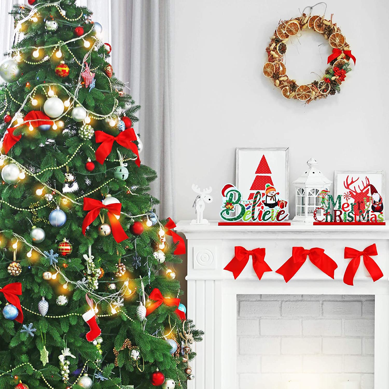 Blulu 3-Piece Christmas Table Decor Set - Wooden Snowman Farmhouse Centerpieces for Holiday Parties, Indoor Xmas Decorations (Chic Style) | Perfect for Dining Tables, Mantels & Festive Home Decor