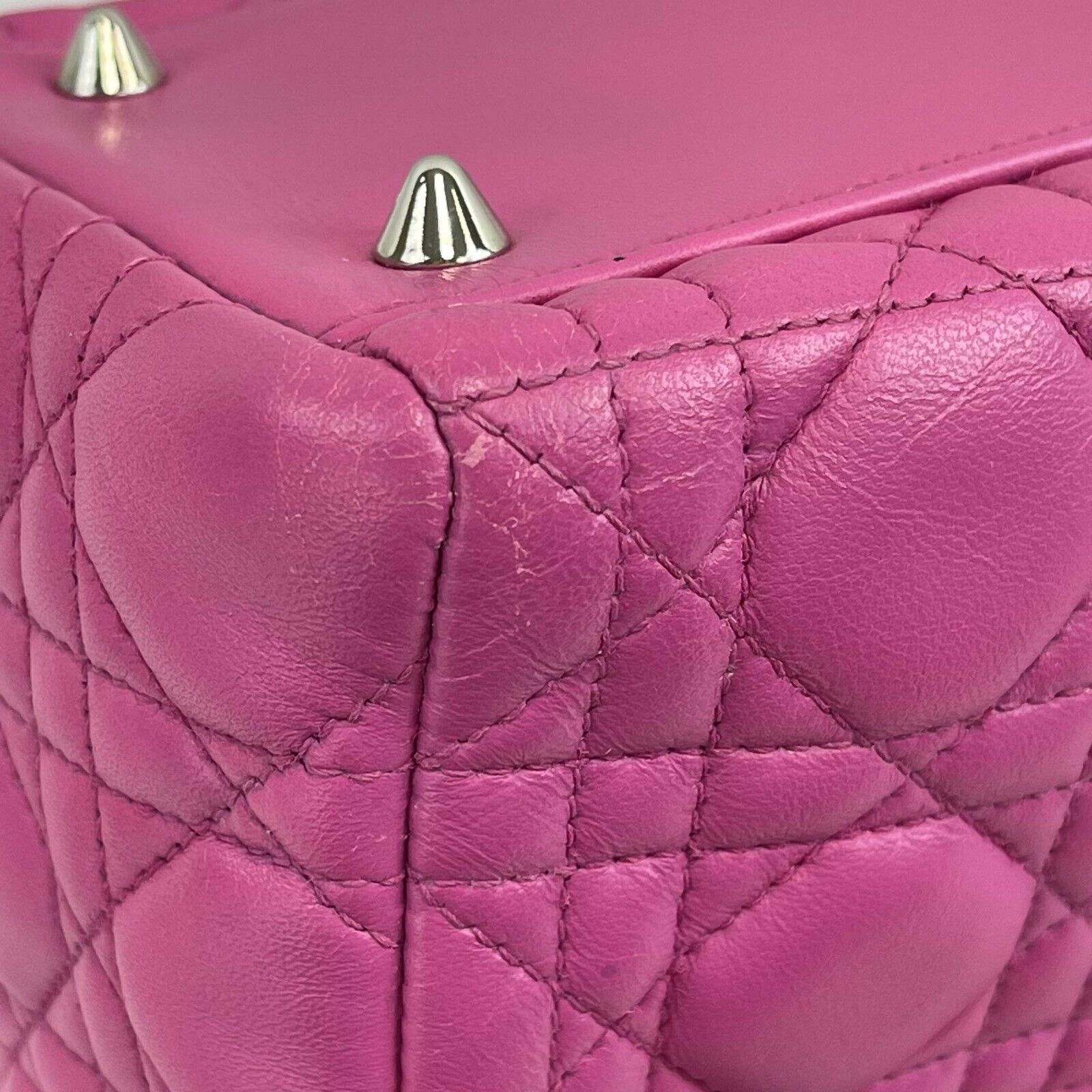 Christian Dior Lady Dior Cannage Medium Handbag in Rani Pink with Top Handle & Shoulder Strap - Perfect for Work, Evening Events & Luxury Fashion Accessories