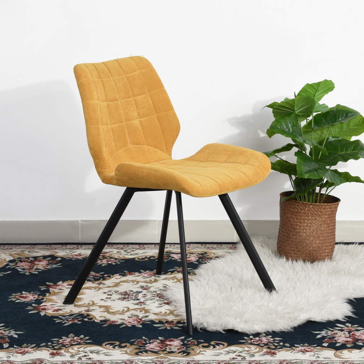 Luxury Velvet Upholstered Dining Chairs Set of 2 - Tufted Fabric Side Chairs with Soft Padded Seat & Sturdy Metal Legs for Kitchen, Living Room, Restaurant | Elegant Home Decor & Comfortable Seating Solution