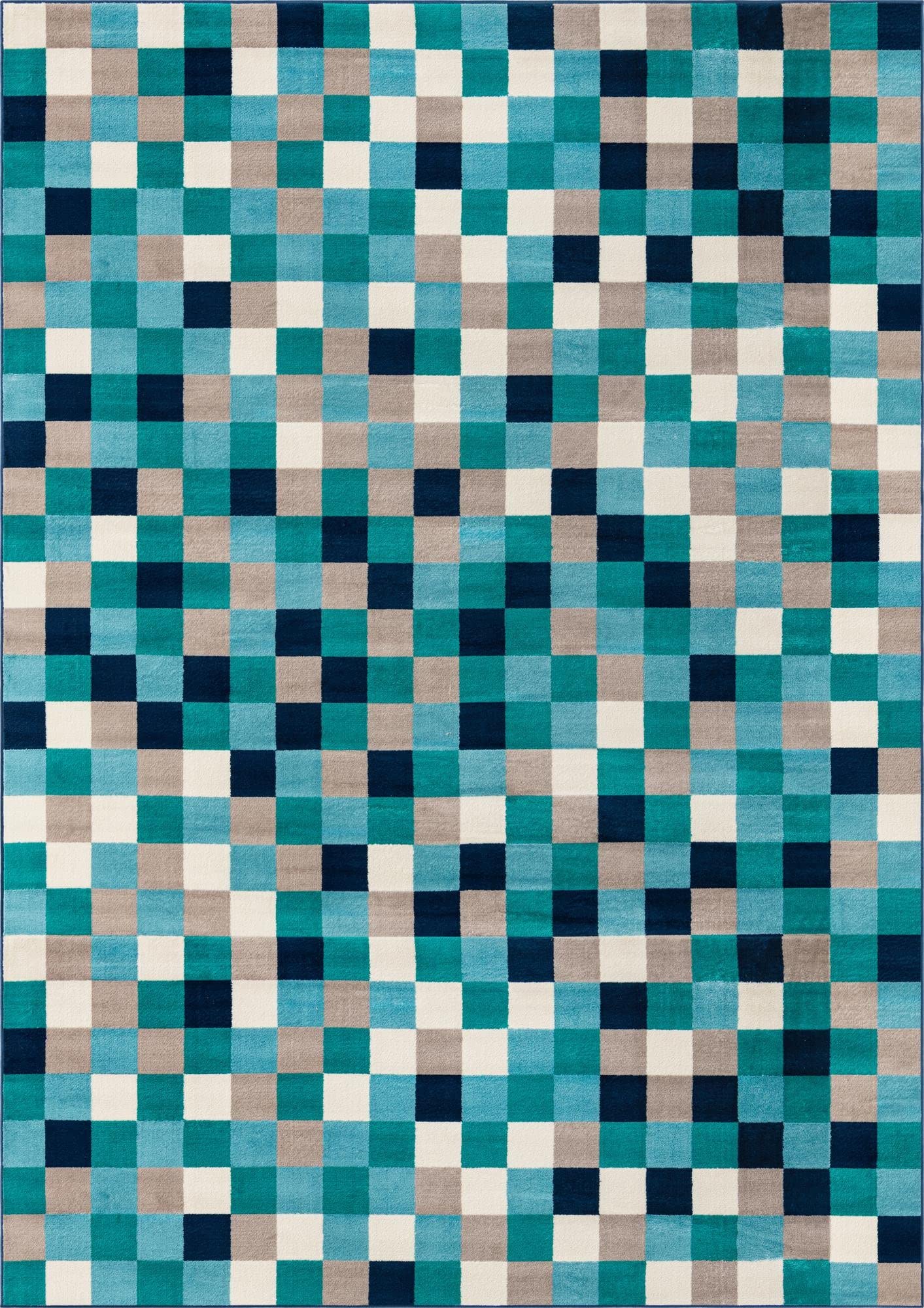Unique Loom Azalea Collection 10' x 14' Rectangle Area Rug in Teal & Navy Blue - Soft Non-Slip Living Room Rug for Bedroom, Dining Room & Home Decor