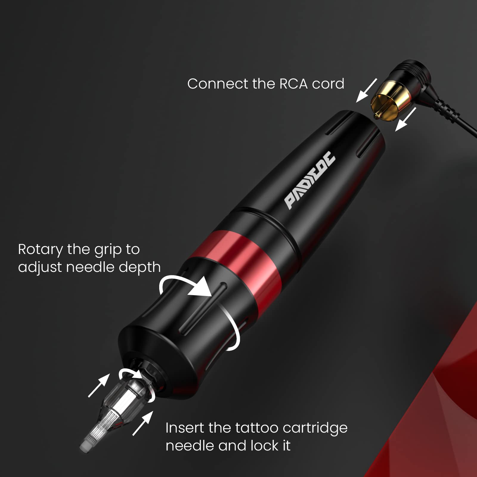 Professional Rotary Tattoo Machine Kit with 10 Cartridge Needles & 20 Ink Colors - Complete Starter Tattoo Gun Set for Beginners - Perfect for Home Tattooing, Body Art Practice & Professional Studio Use