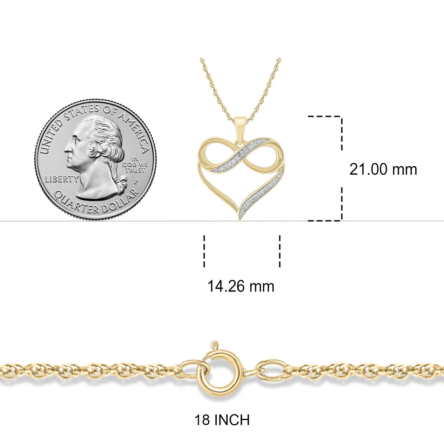 1/4ct & 1/20ct Natural Diamond Infinity Heart Pendant Necklace for Women - 10K White/Yellow/Rose Gold Jewelry Gift - Perfect for Anniversary, Valentine's Day & Romantic Occasions