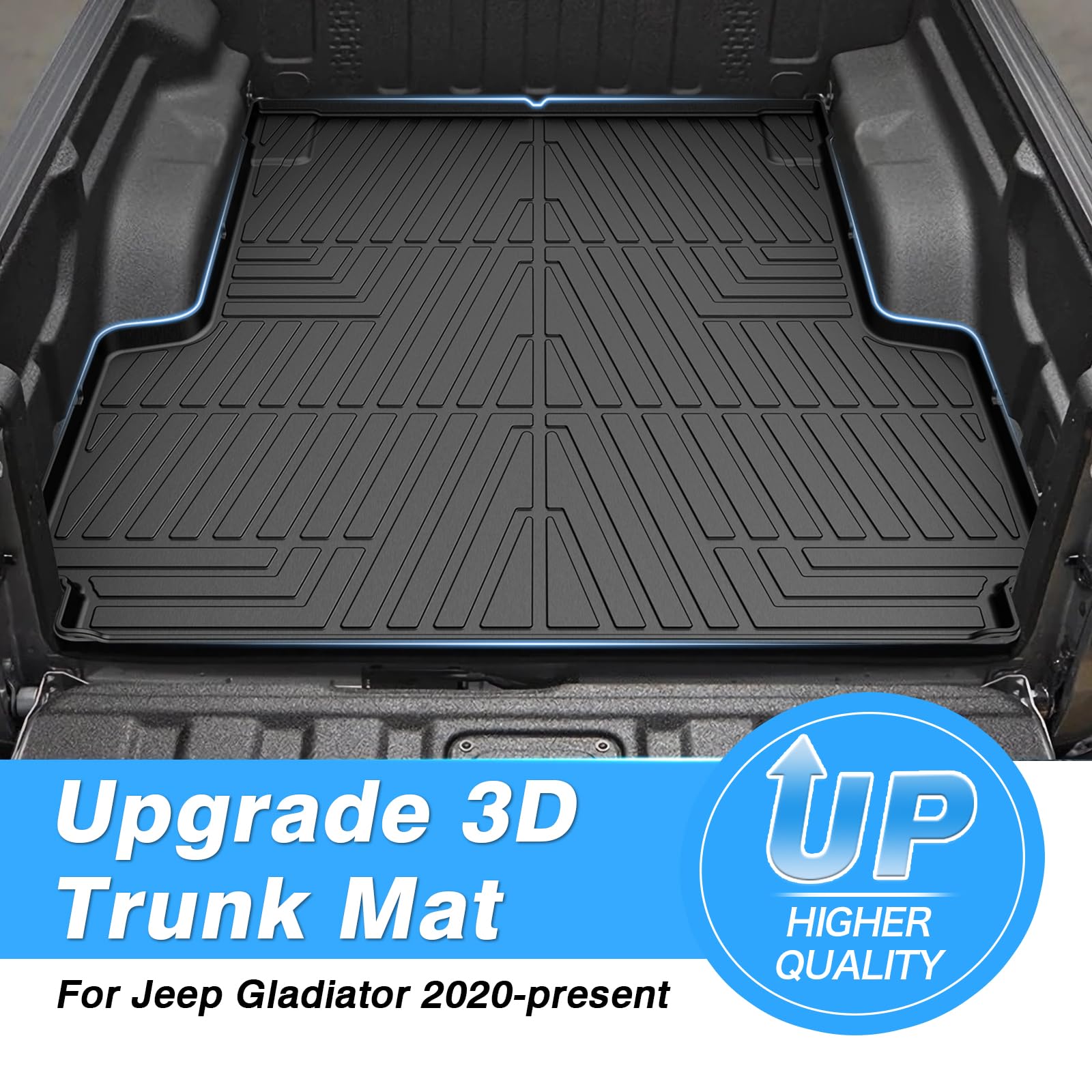 2020-2025 Jeep Gladiator JT Truck Bed Mat - Heavy Duty All Weather TPE Bed Liner for 5 FT Pickup Truck Accessories (Black) - Perfect for Hauling, Camping & Off-Road Protection