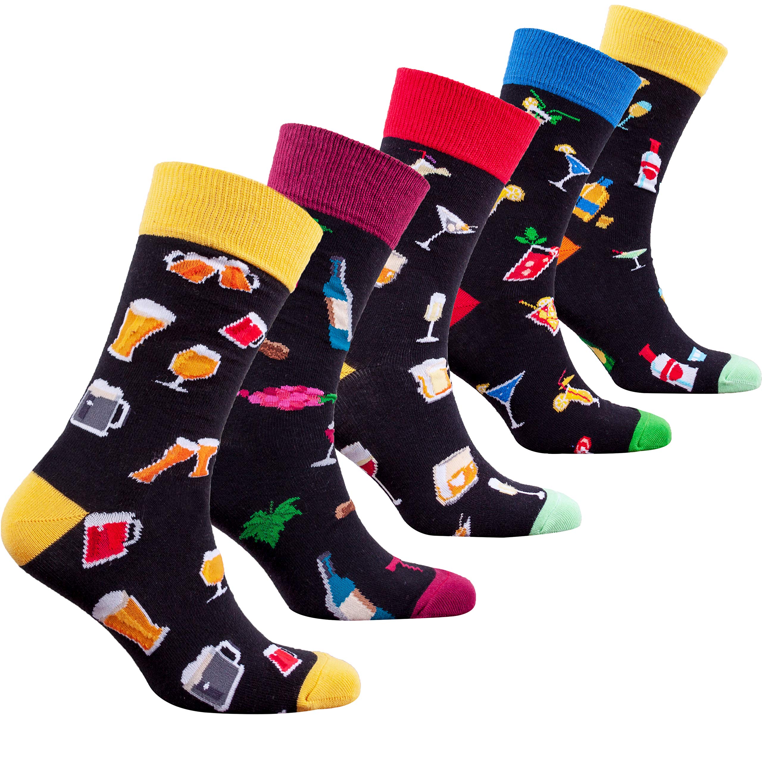 Men's 5-Pack Luxury Colorful Cotton Novelty Dress Socks Gift Set - Fun & Stylish Casual & Formal Socks for Work, Party & Gifting