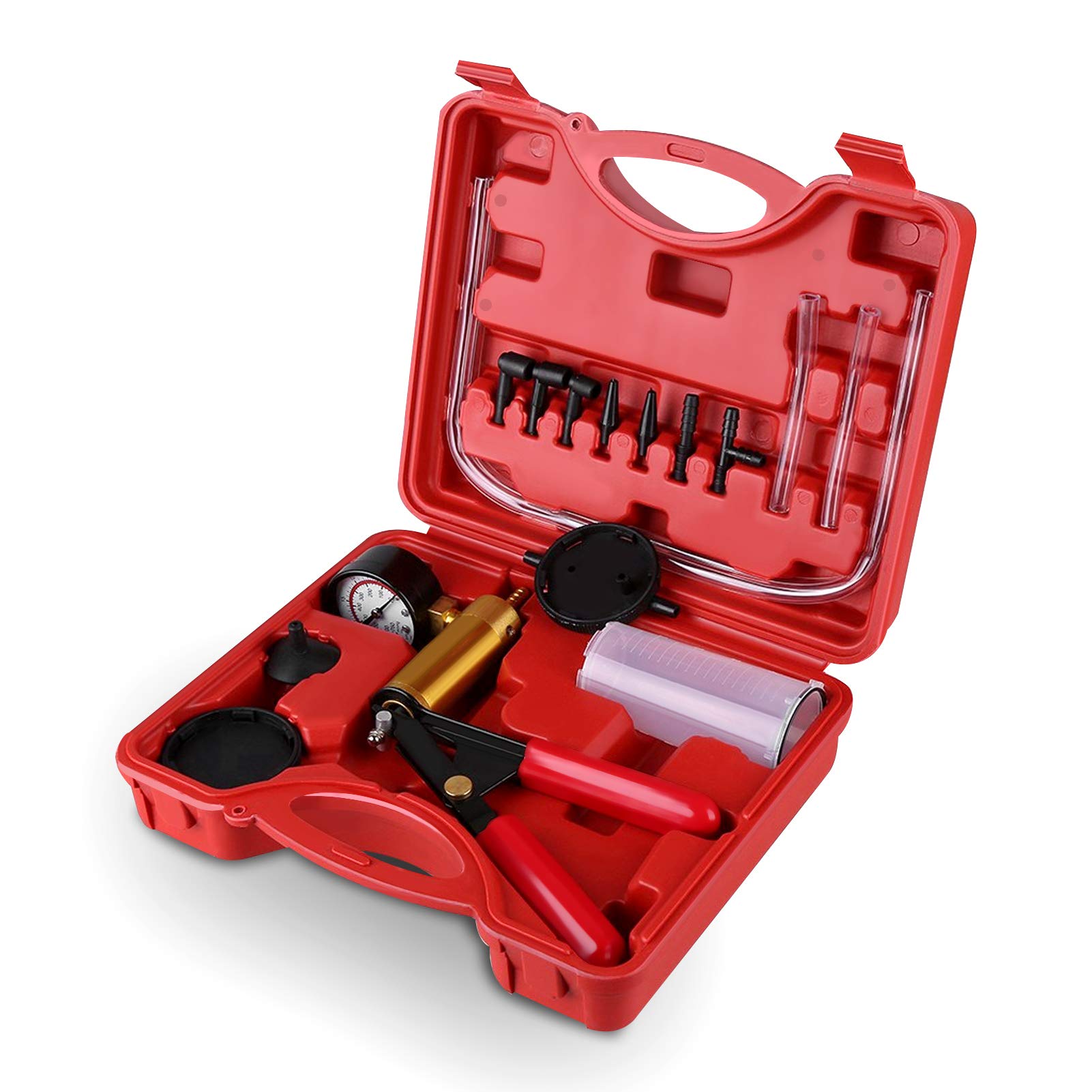 Greensen Handheld Vacuum Pump Tester Kit - Professional Automotive Brake Bleeder Set with Multiple Adapters for Bike, Motorcycle, Car & Truck - Perfect for Brake Fluid Bleeding and System Testing