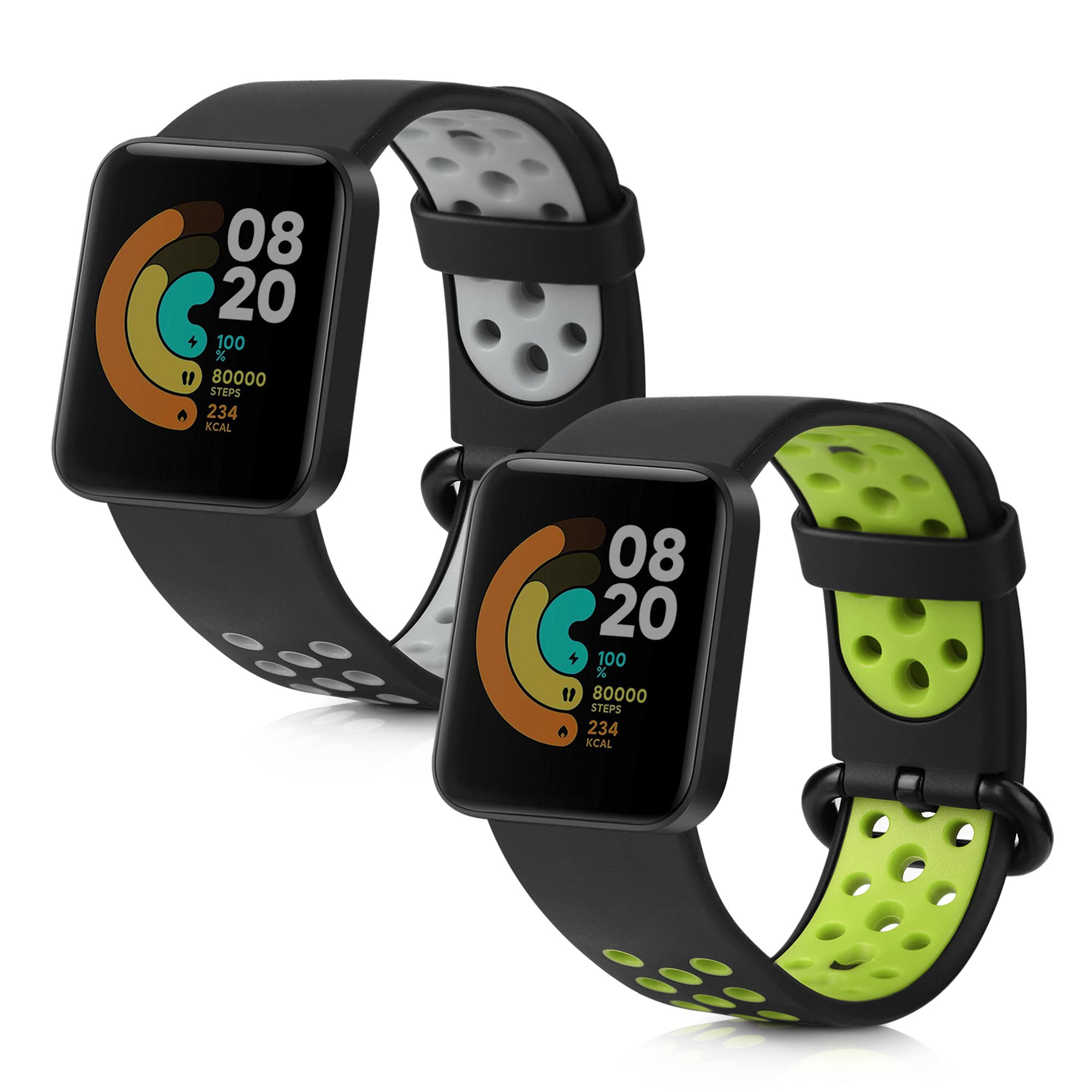kwmobile 2-Pack Silicone Replacement Watch Straps Compatible with Xiaomi Mi Watch Lite & Redmi Watch - Soft Durable Sport Band in Black/Dark Blue for Running, Swimming & Everyday Wear