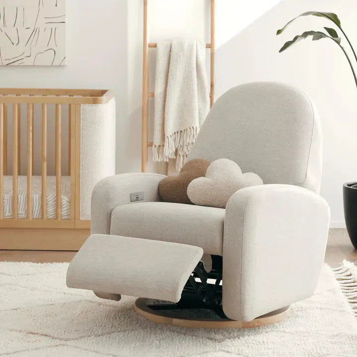Babyletto Nami Electronic Glider Recliner Chair - Eco-Friendly Beach Weave Performance Fabric for Nursery, Baby Room & Breastfeeding Comfort